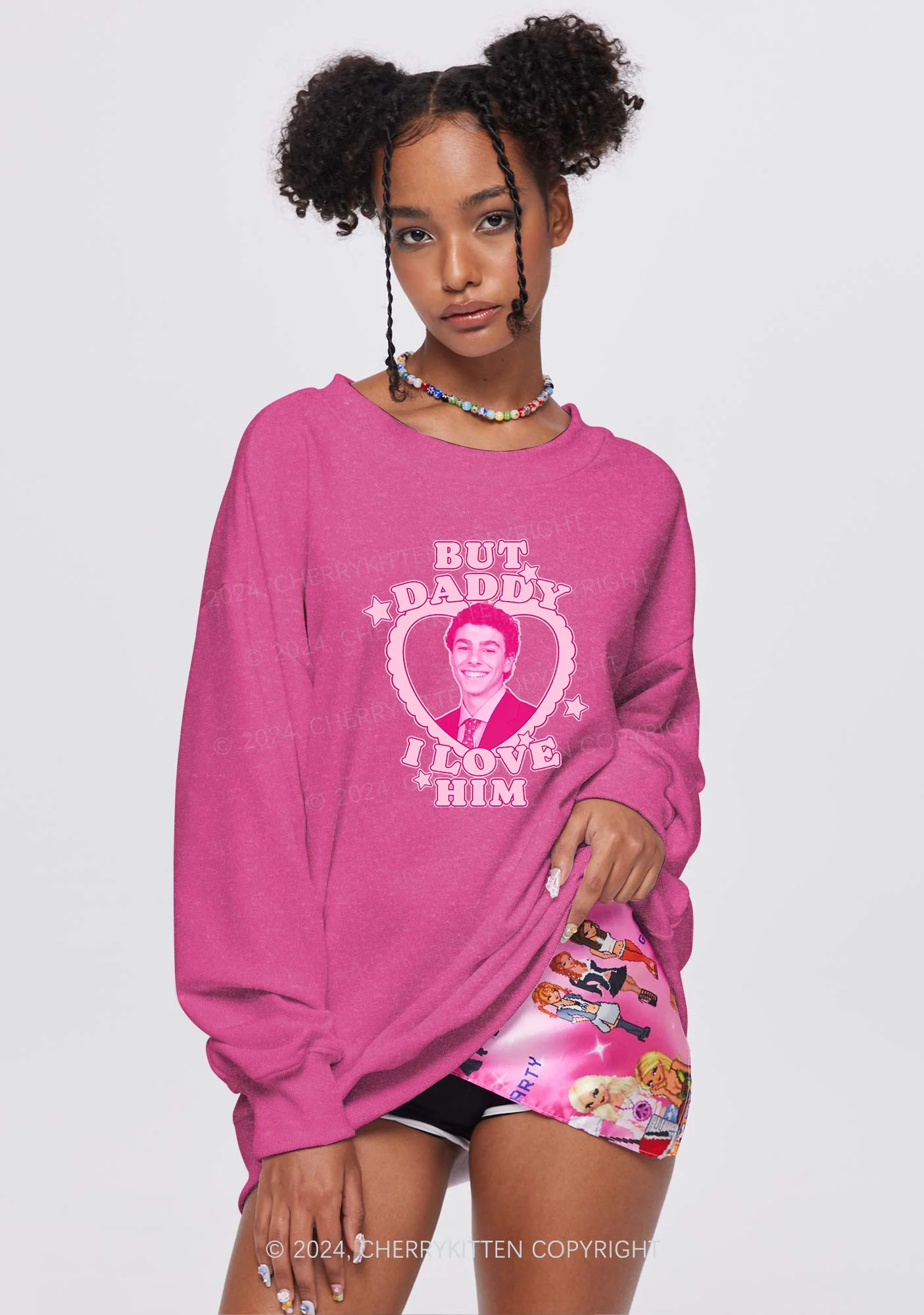 Daddy I Love Him Luigi Y2K Washed Sweatshirts Cherrykitten - Image 2