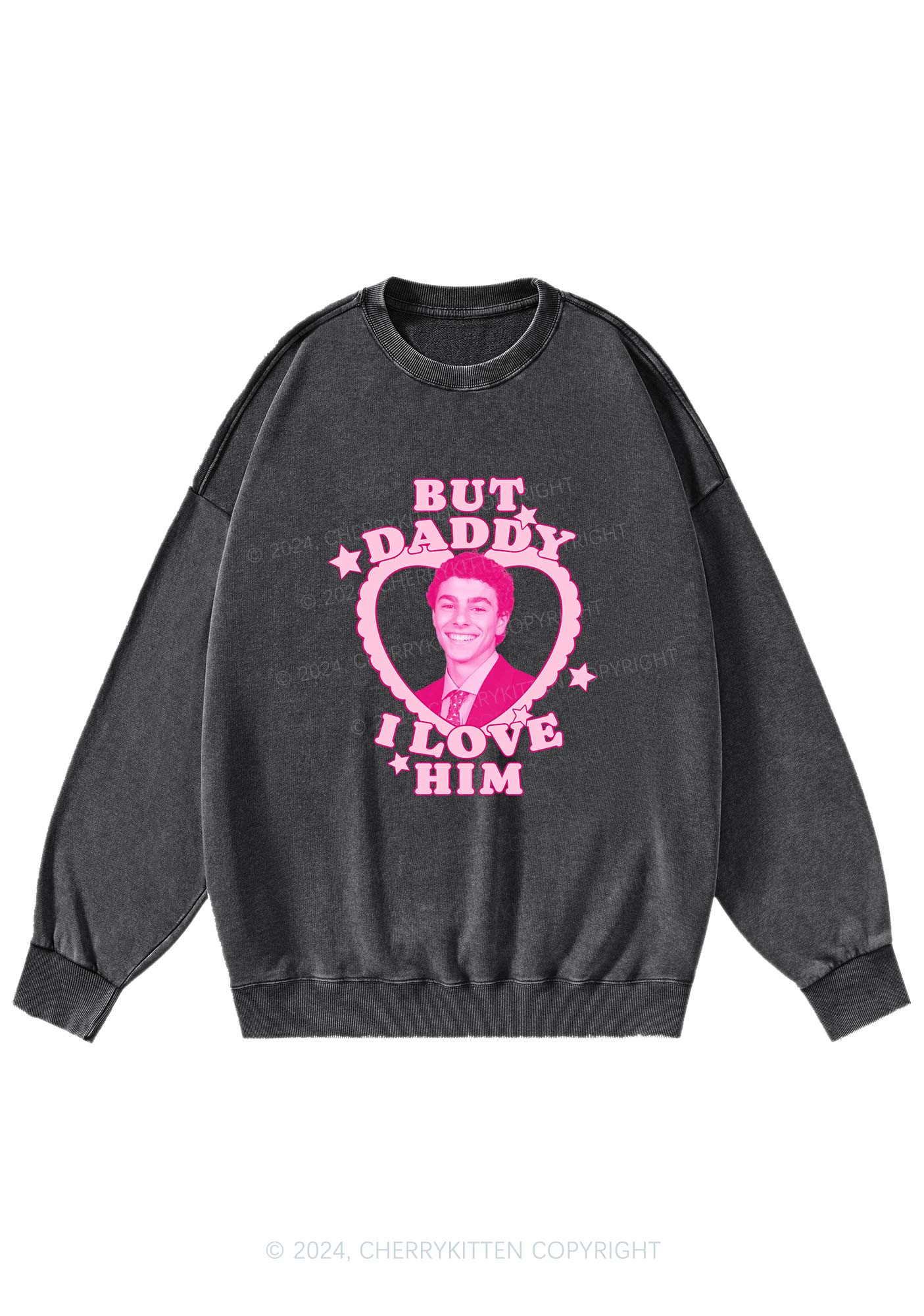 Daddy I Love Him Luigi Y2K Washed Sweatshirts Cherrykitten - Image 3