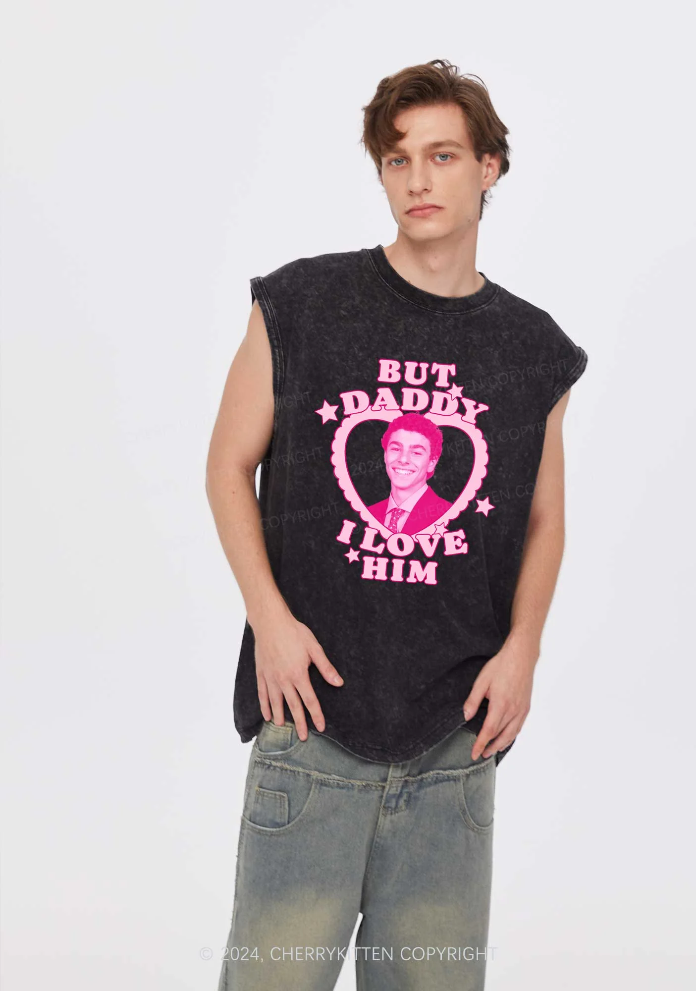 Daddy I Love Him Luigi Y2K Washed Tank Cherrykitten - Image 2