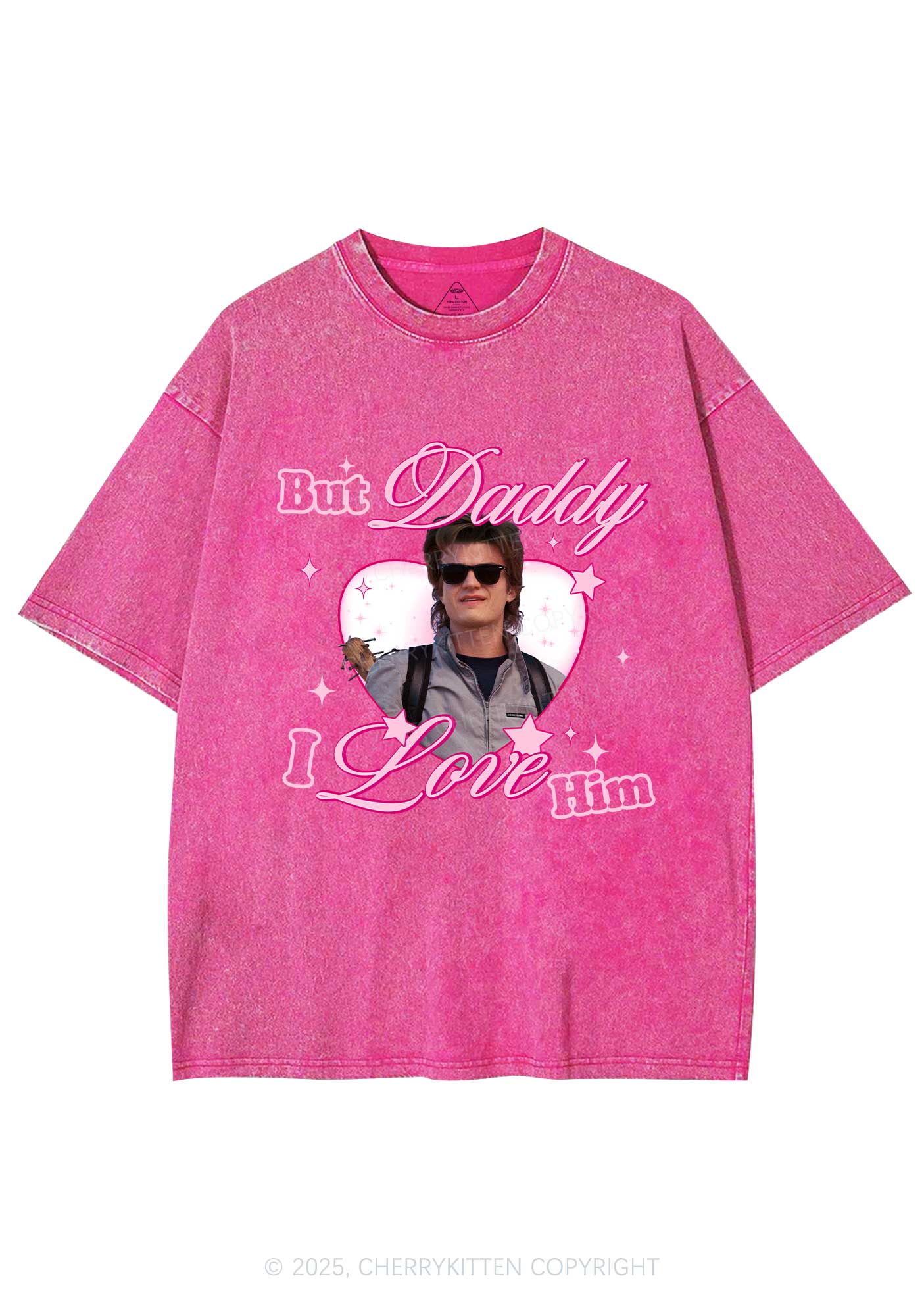 Daddy I Love Him Y2K Shirts Washed Tee Cherrykitten - Image 3