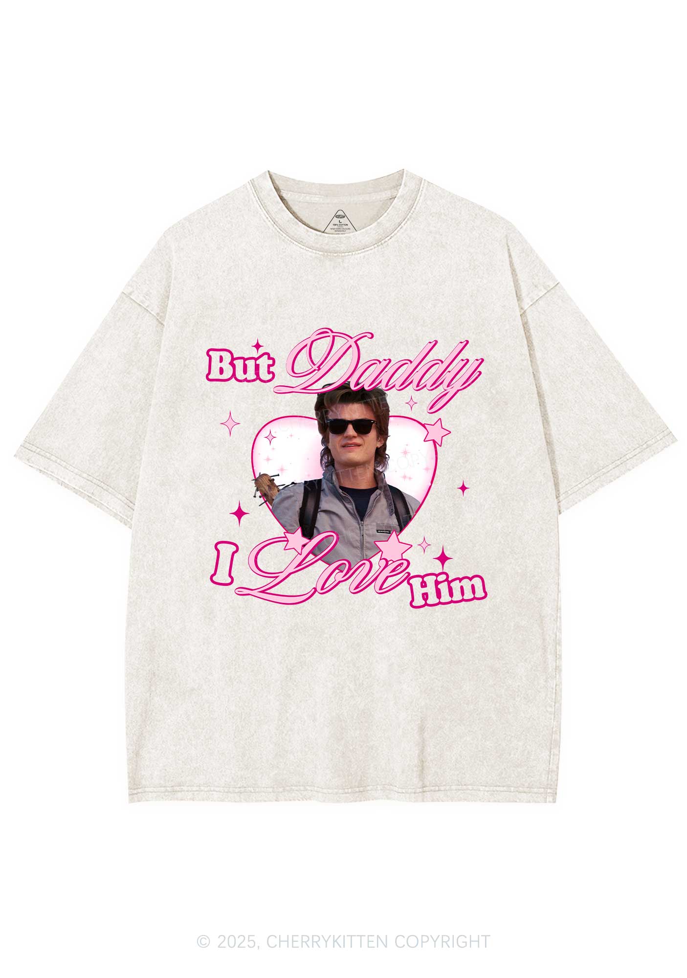 Daddy I Love Him Y2K Shirts Washed Tee Cherrykitten - Image 4