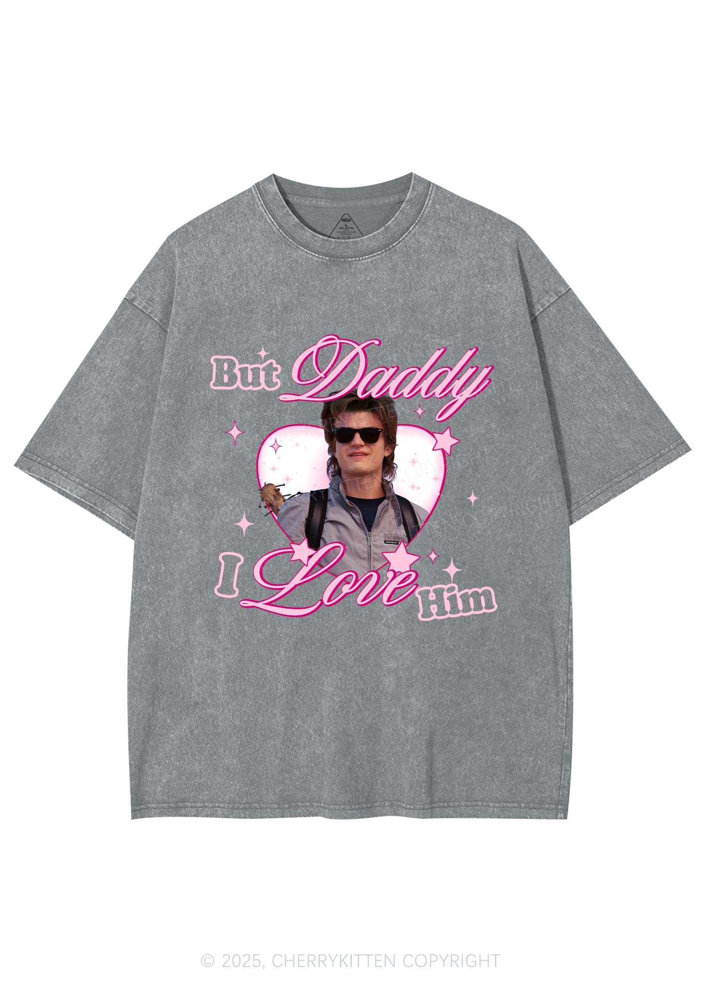 Daddy I Love Him Y2K Shirts Washed Tee Cherrykitten - Image 6