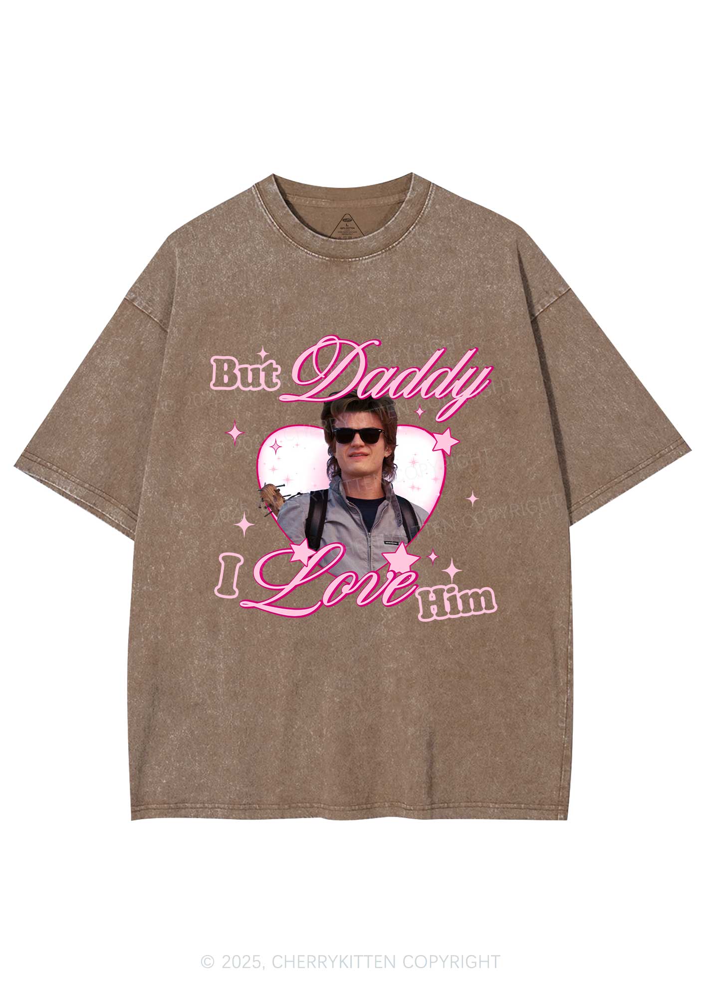 Daddy I Love Him Y2K Shirts Washed Tee Cherrykitten - Image 7