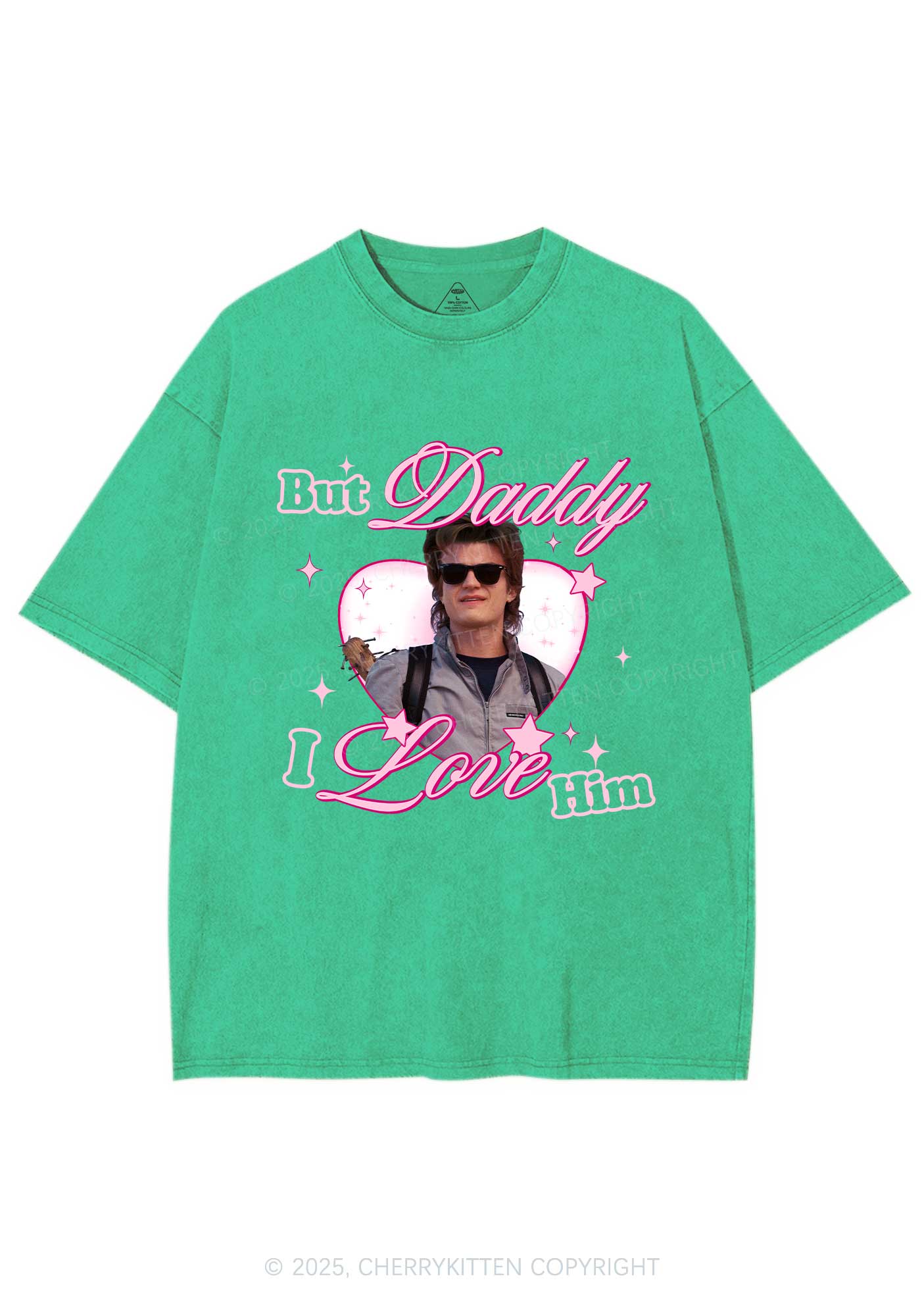 Daddy I Love Him Y2K Shirts Washed Tee Cherrykitten - Image 8