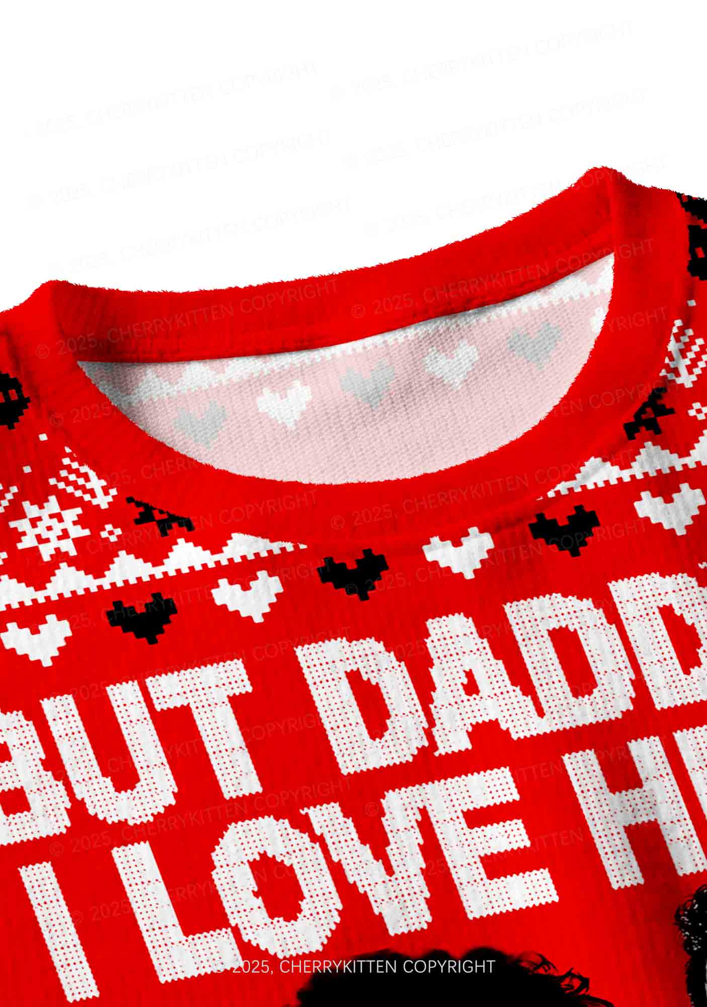 Daddy I Love Luigi Y2K Christmas Crop Knit Sweatshirt Cherrykitten - Image 4