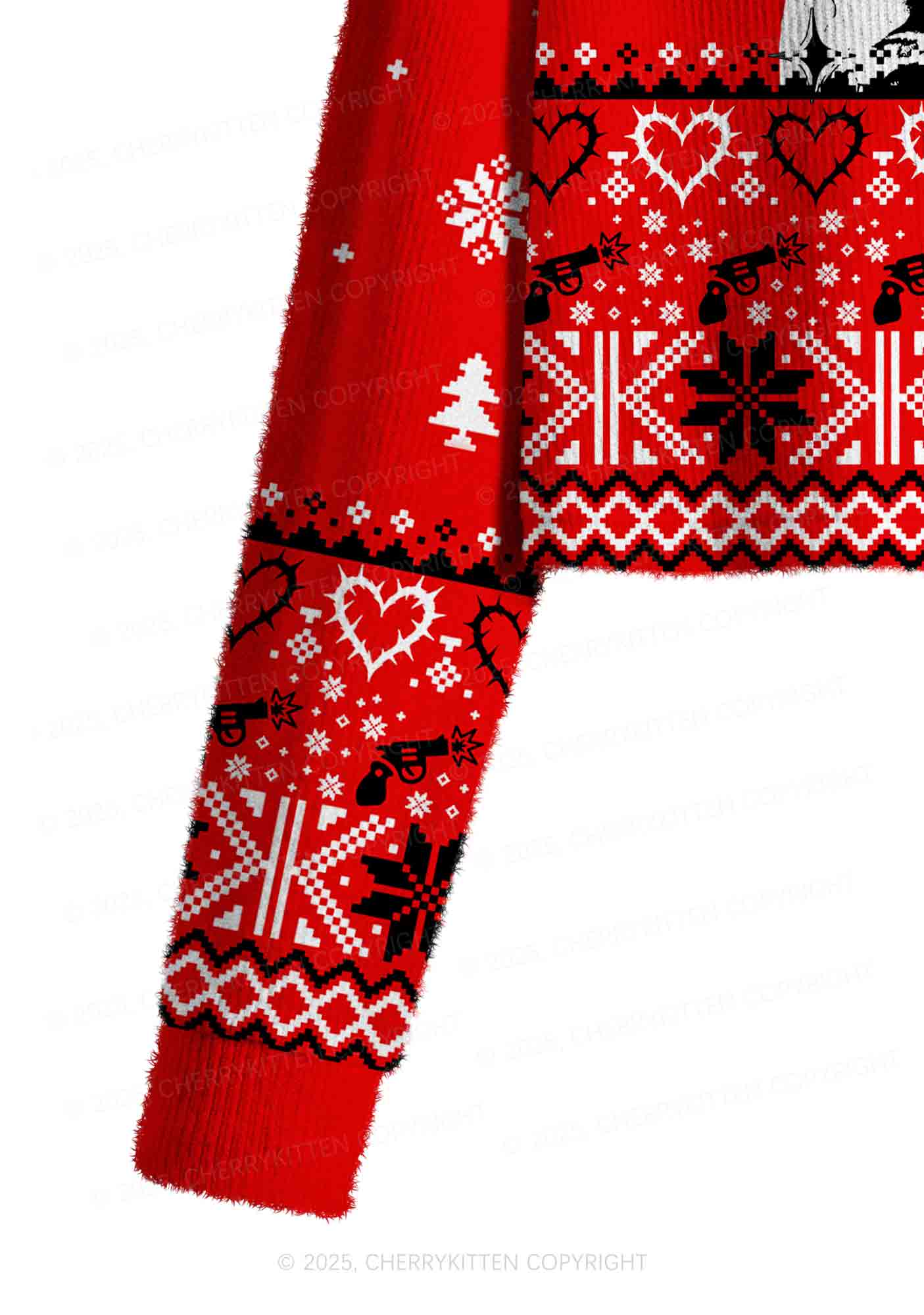 Daddy I Love Luigi Y2K Christmas Crop Knit Sweatshirt Cherrykitten - Image 5