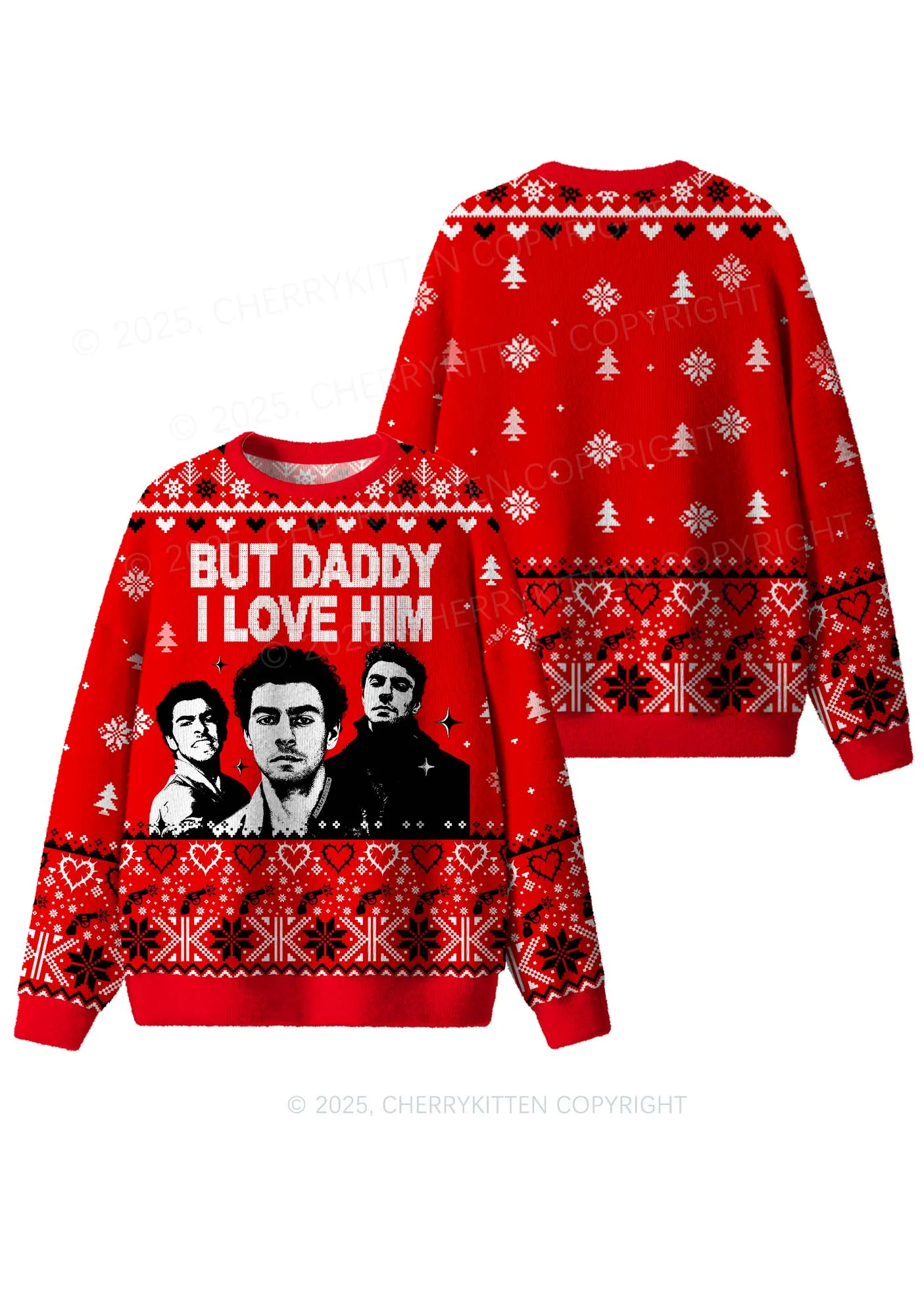 Daddy I Love Luigi Y2K Christmas Knit Sweatshirt Cherrykitten - Image 3