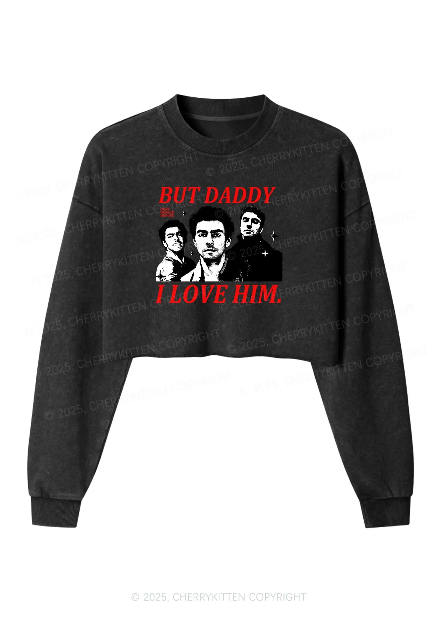 Daddy I Love Luigi Y2K Crop Washed Sweatshirts Cherrykitten - Image 2