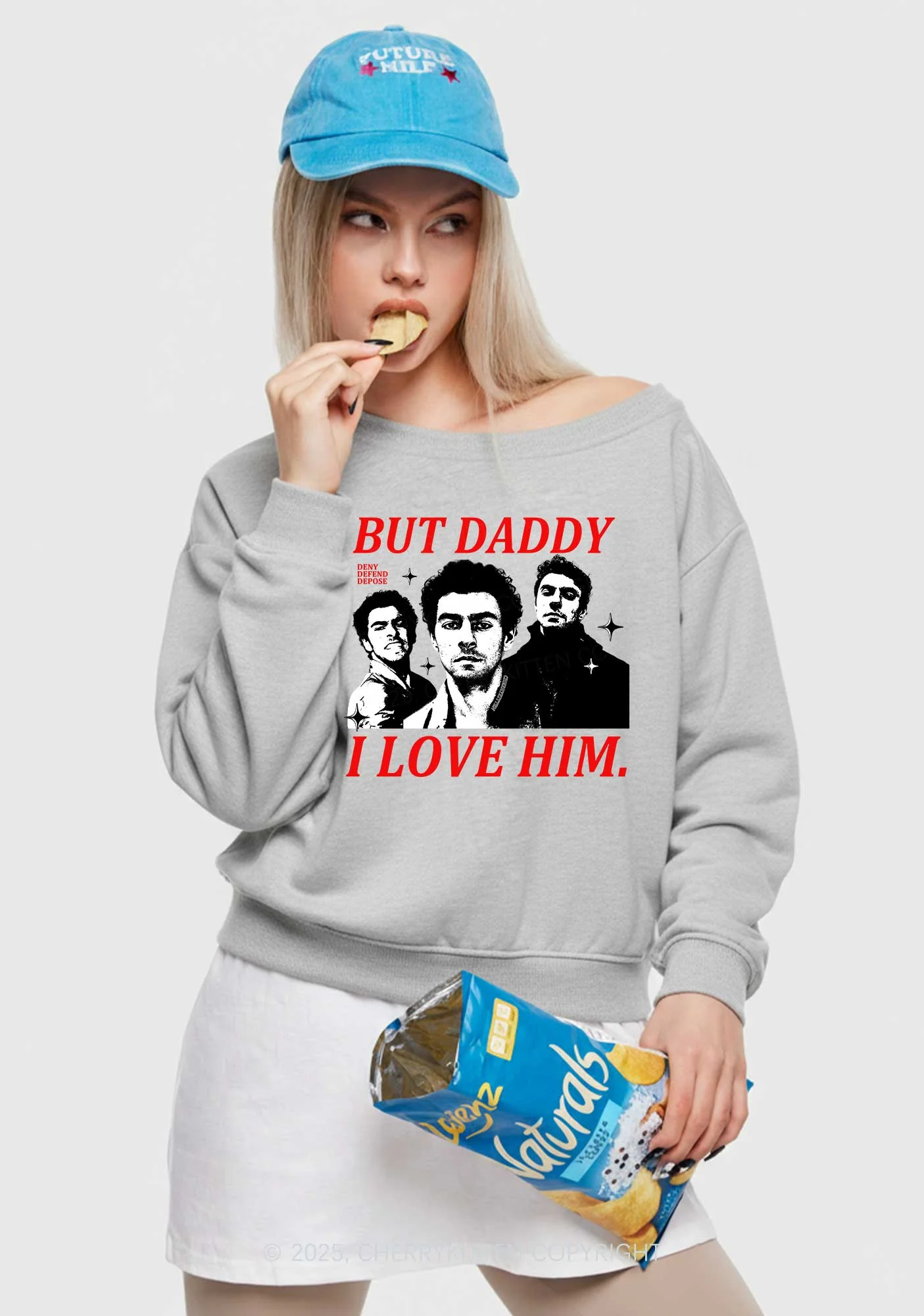 Daddy I Love Luigi Y2K Off Shoulder Sweatshirts Cherrykitten - Image 2