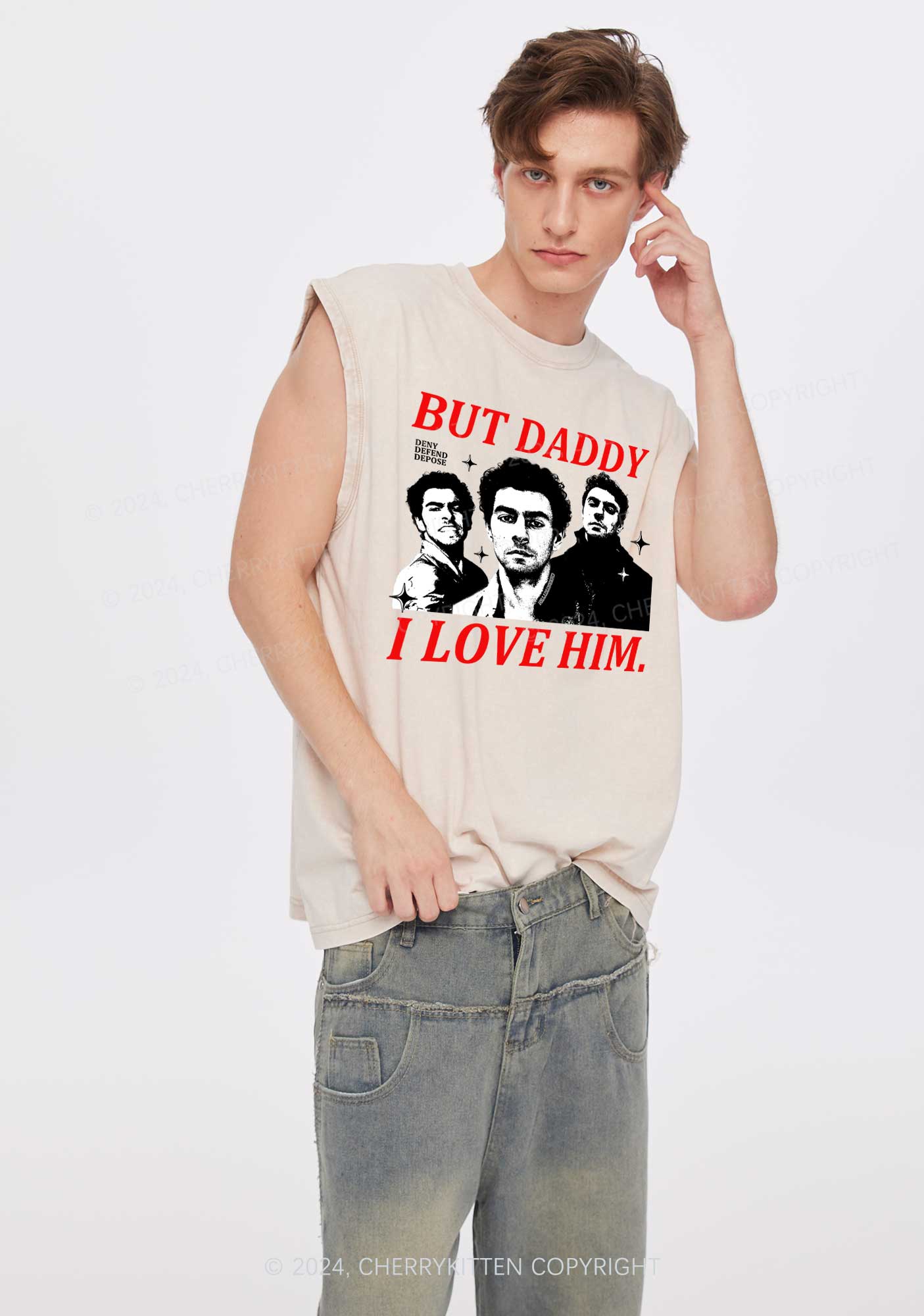 Daddy I Love Luigi Y2K Washed Tank Cherrykitten - Image 2
