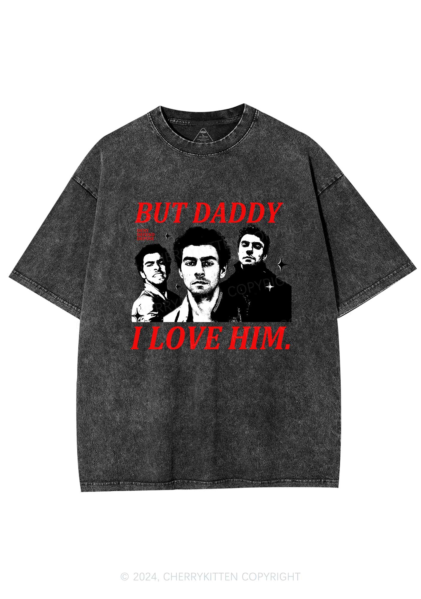 Daddy I Love Luigi Y2K Washed Tee Cherrykitten - Image 3