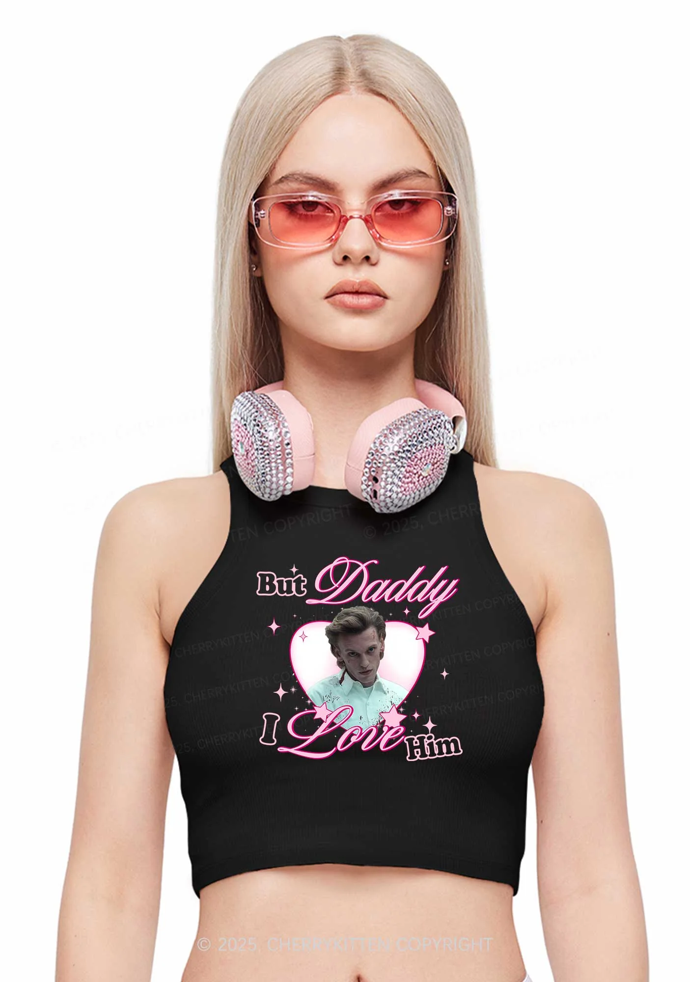 Daddy I Love Number One Y2K Crop Tank Top Cherrykitten - Image 2