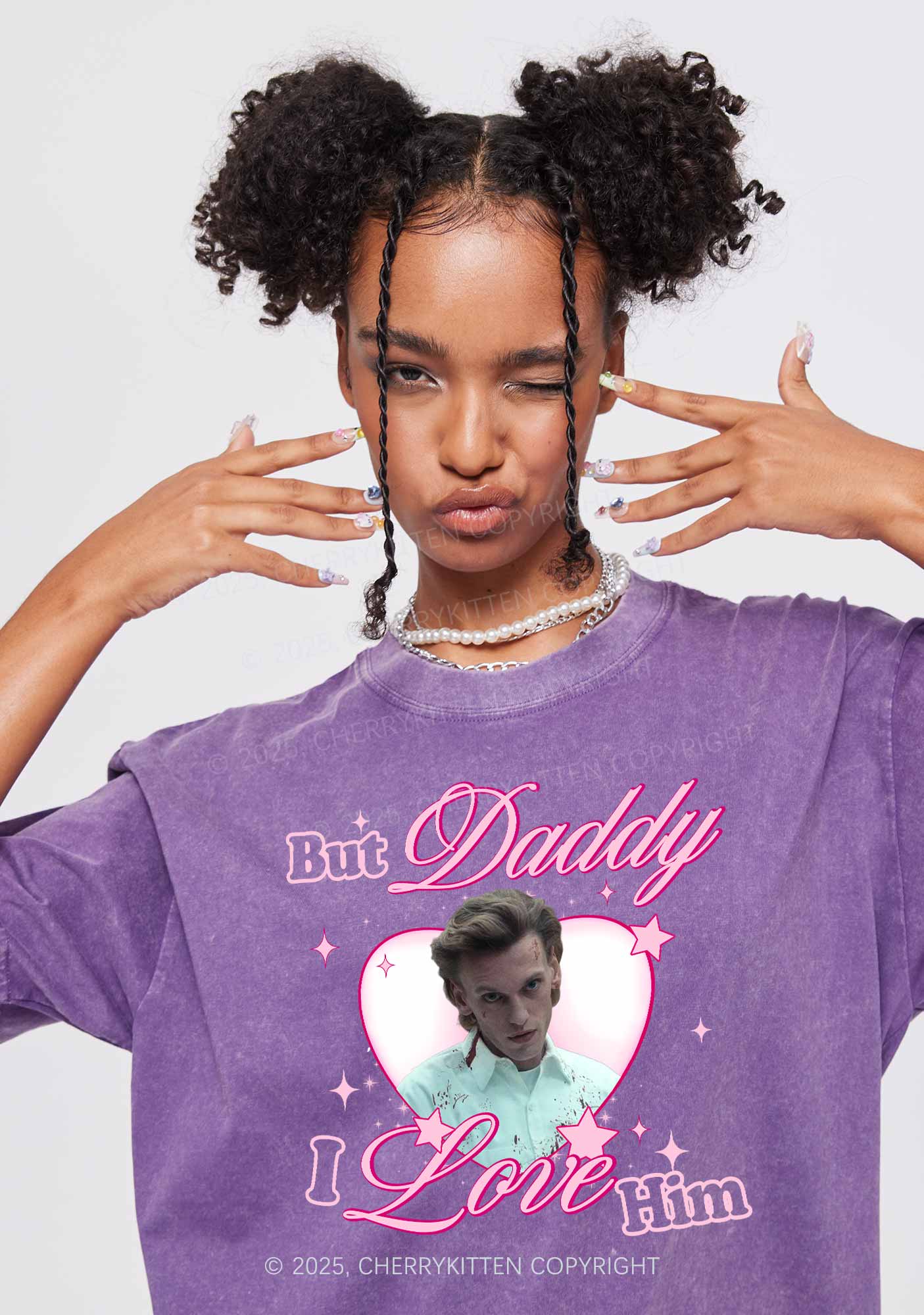 Daddy I Love Number One Y2K Shirts Washed Tee Cherrykitten - Image 2
