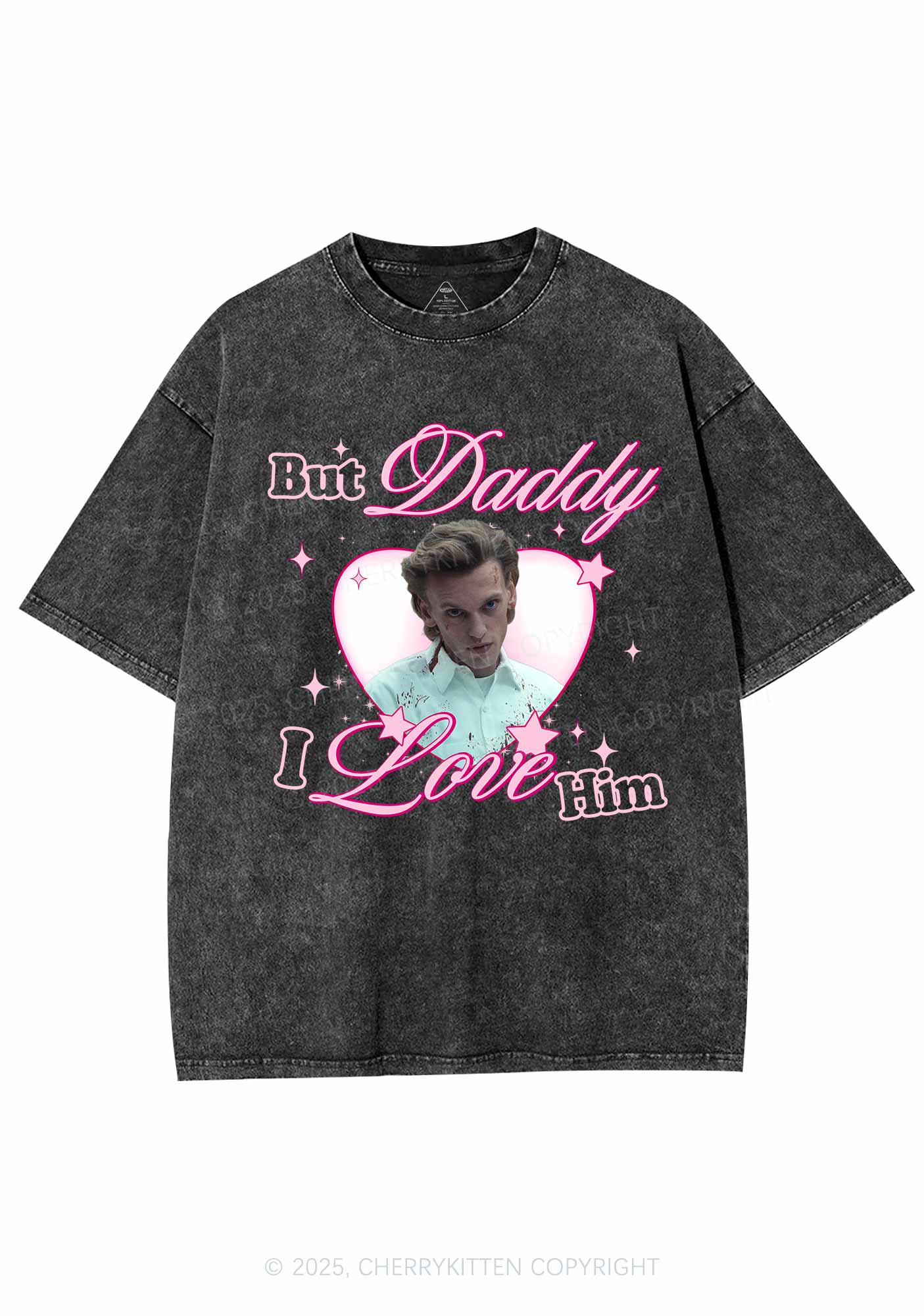 Daddy I Love Number One Y2K Shirts Washed Tee Cherrykitten - Image 3