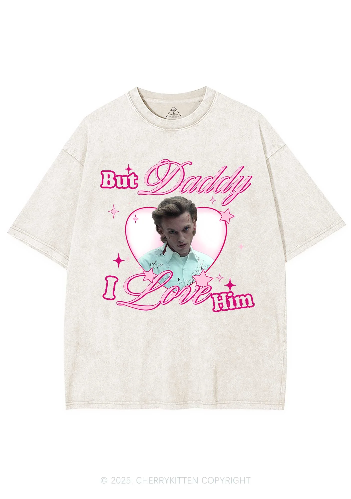 Daddy I Love Number One Y2K Shirts Washed Tee Cherrykitten - Image 4
