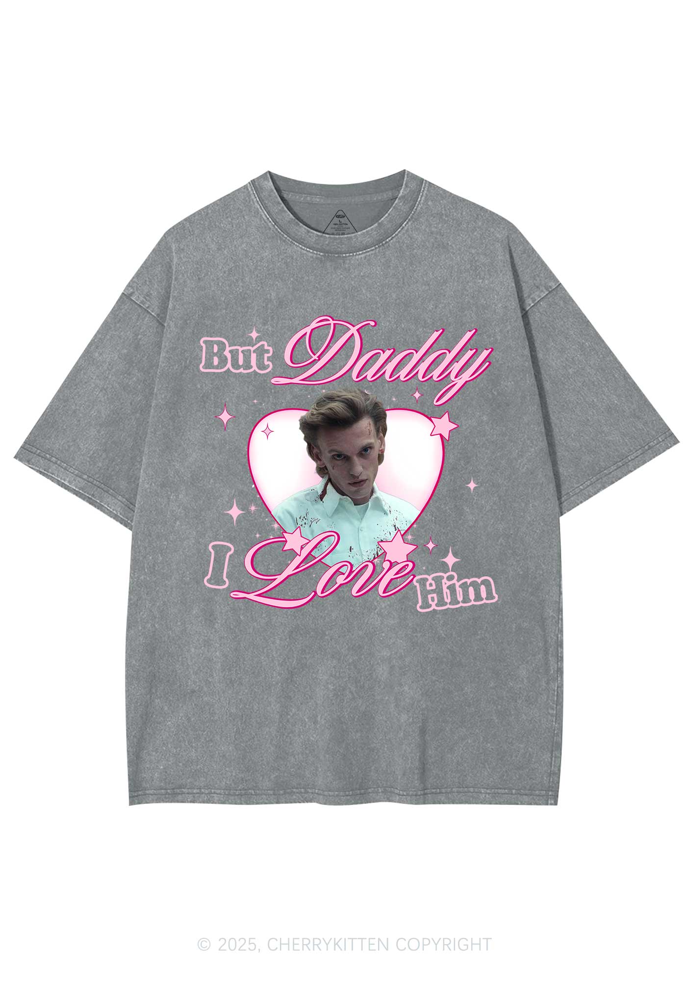 Daddy I Love Number One Y2K Shirts Washed Tee Cherrykitten - Image 7
