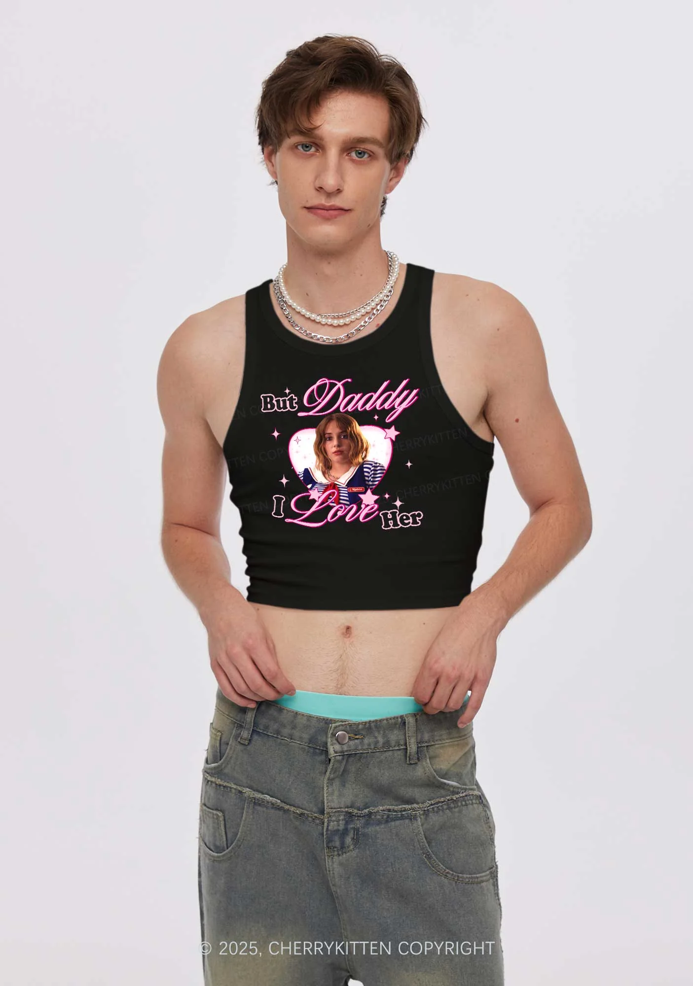 Daddy I Love RB Pride Y2K Crop Tank Top Cherrykitten - Image 2