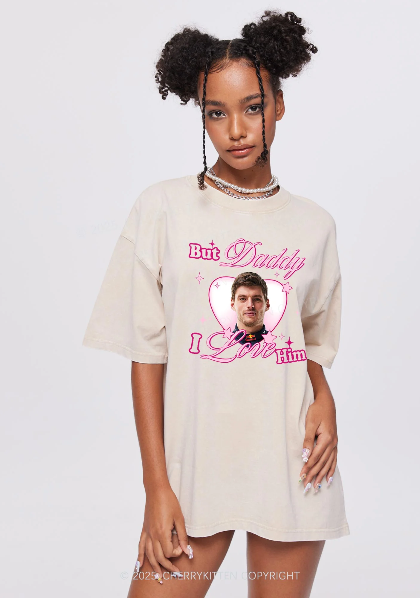 Daddy I Love The Driver Y2K Shirts Washed Tee Cherrykitten - Image 2