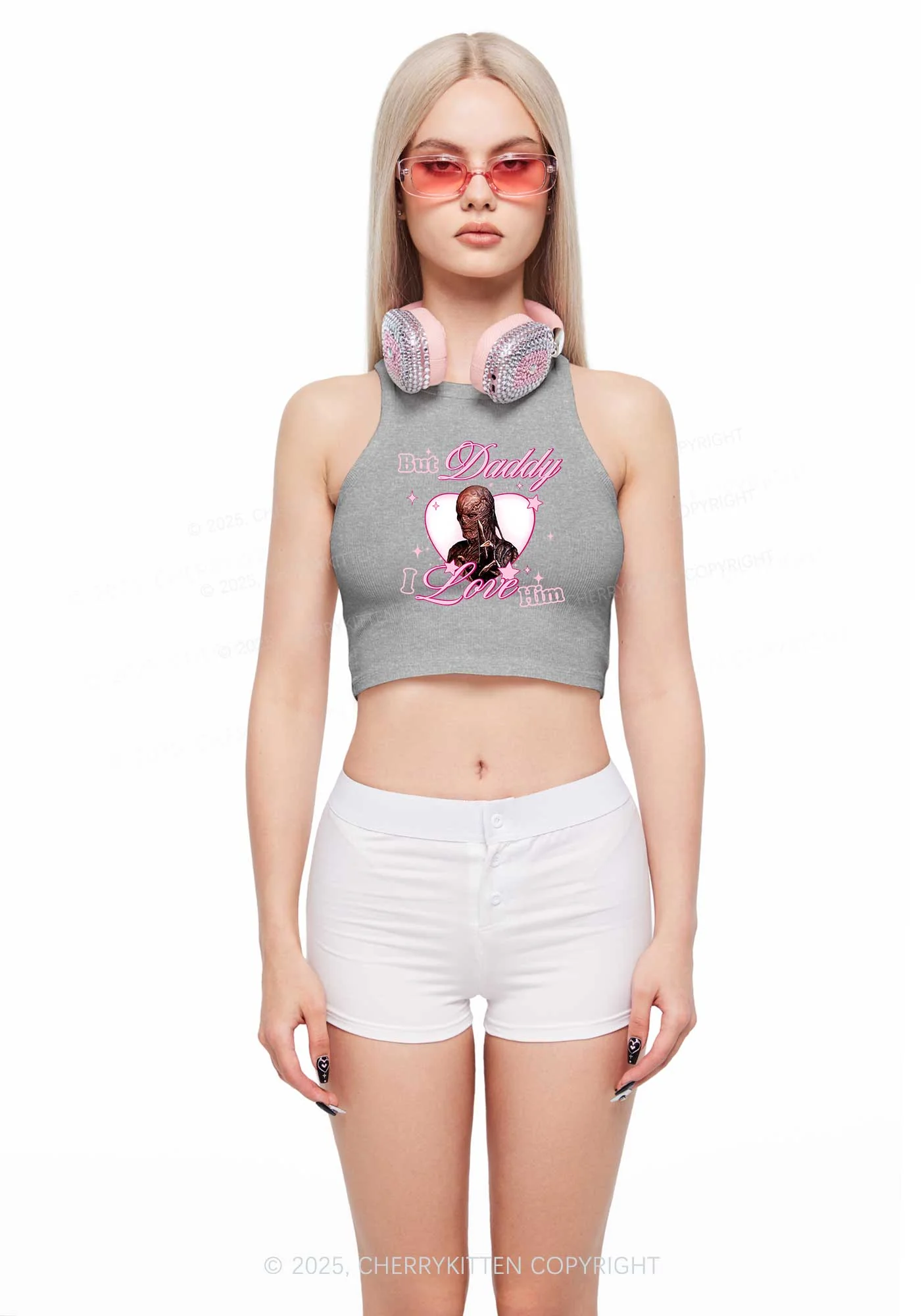 Daddy I Love VN Y2K Crop Tank Top Cherrykitten - Image 2