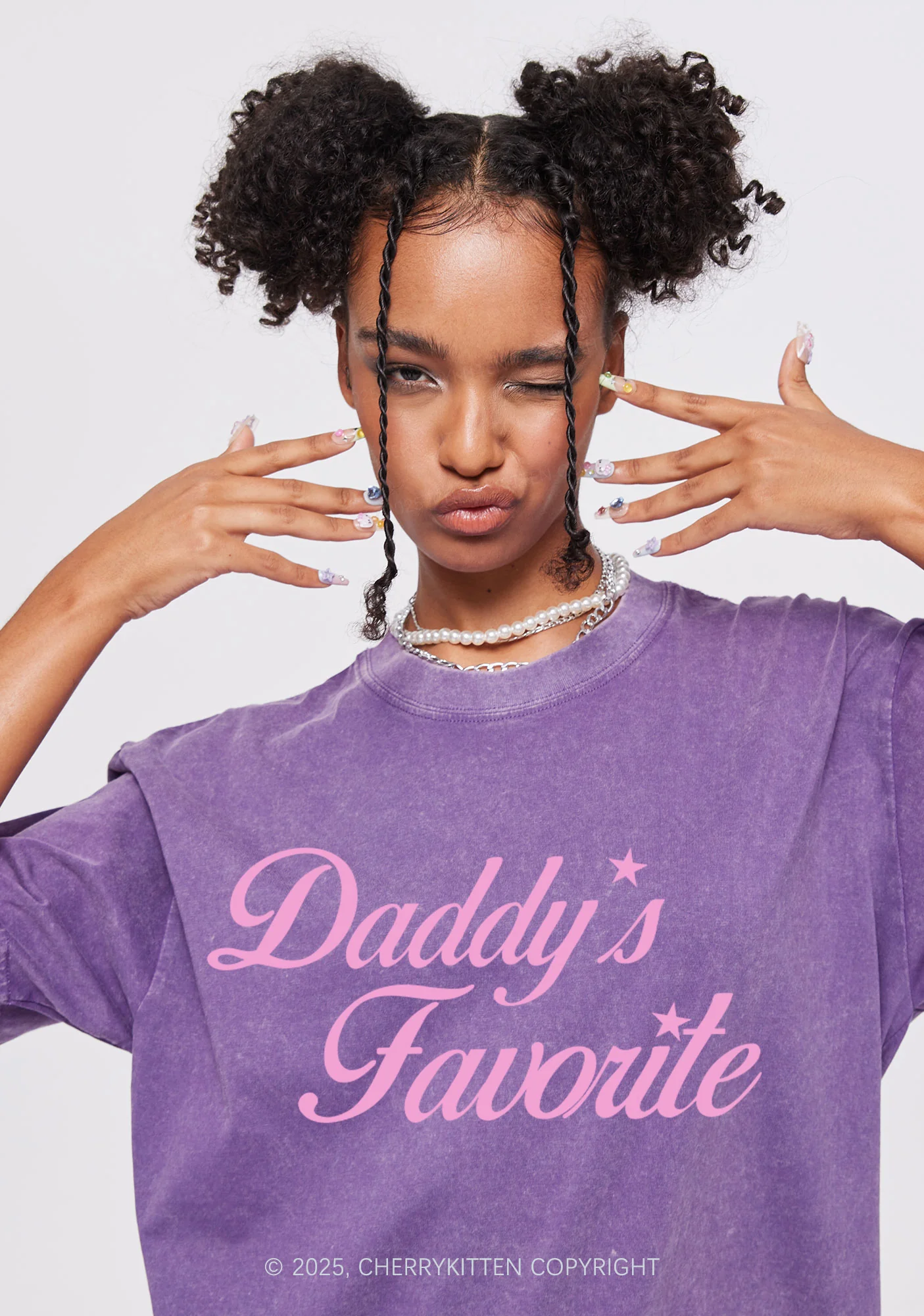 Daddys Favorite Y2K Shirts Washed Tee Cherrykitten - Image 2