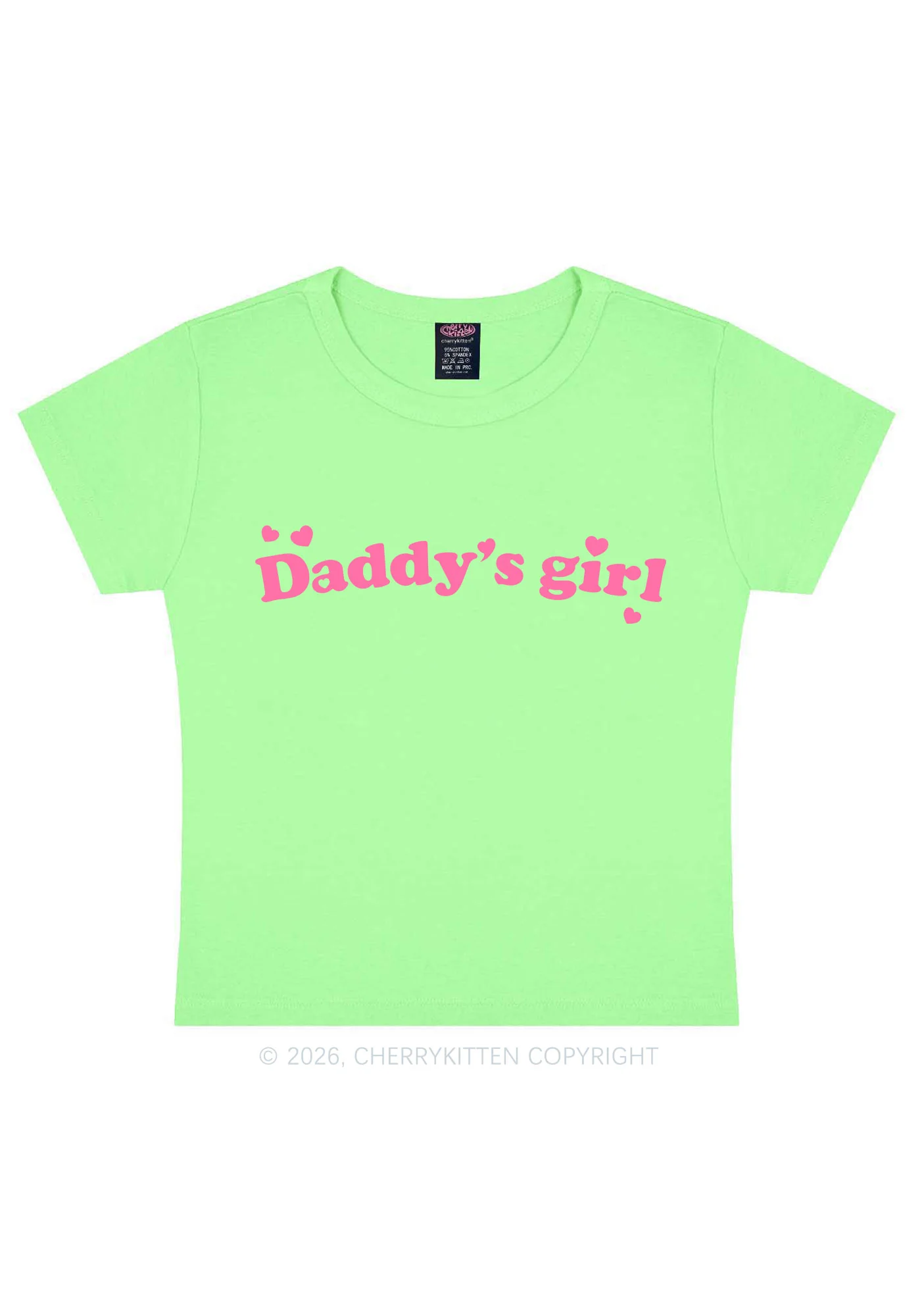 Daddys Girl Valentine's Day Y2K Baby Tee Cherrykitten - Image 11