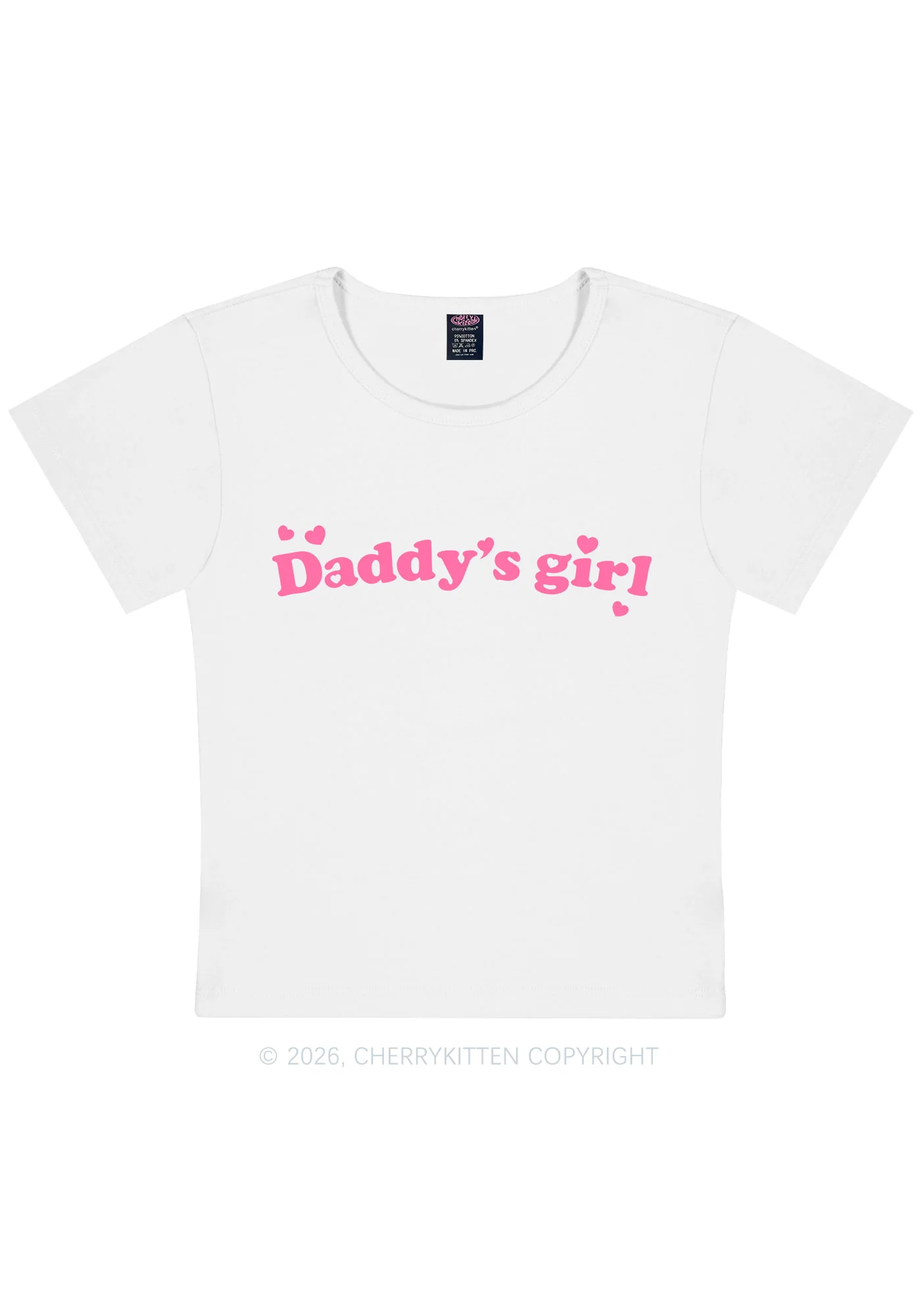Daddys Girl Valentine's Day Y2K Baby Tee Cherrykitten - Image 4