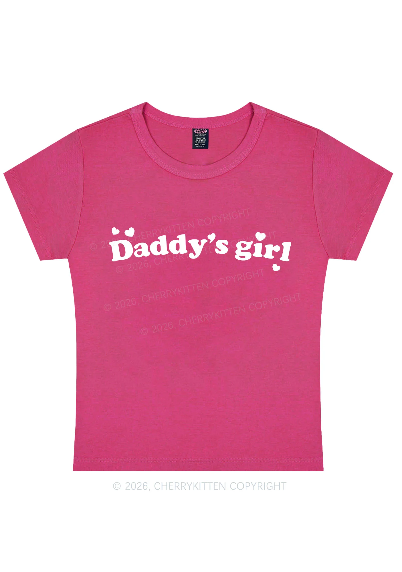 Daddys Girl Valentine's Day Y2K Baby Tee Cherrykitten - Image 5