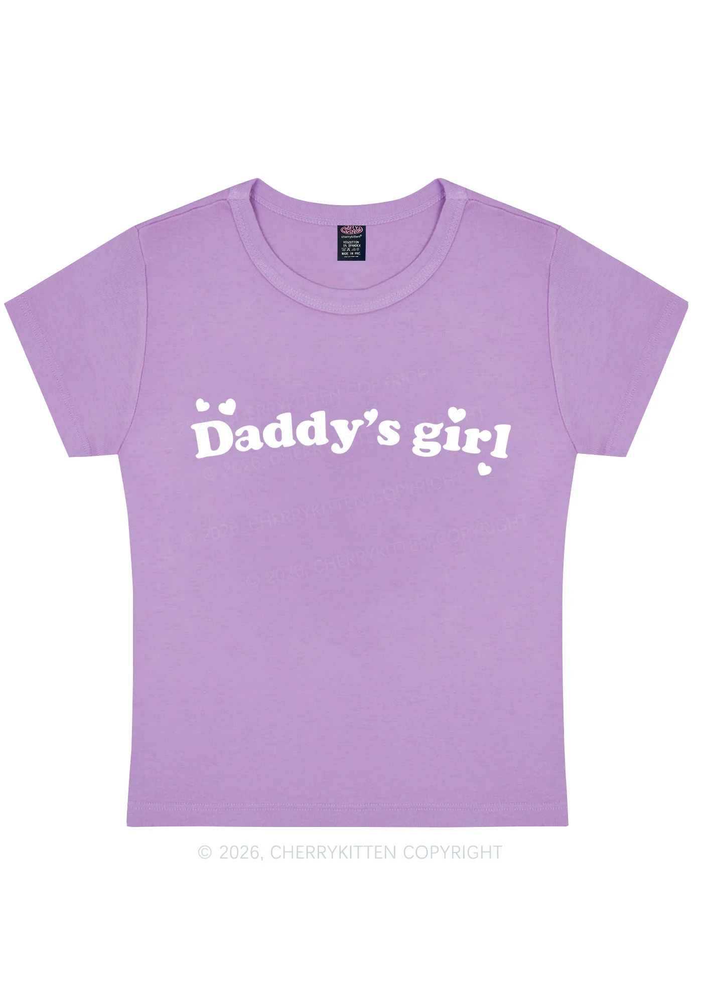 Daddys Girl Valentine's Day Y2K Baby Tee Cherrykitten - Image 6