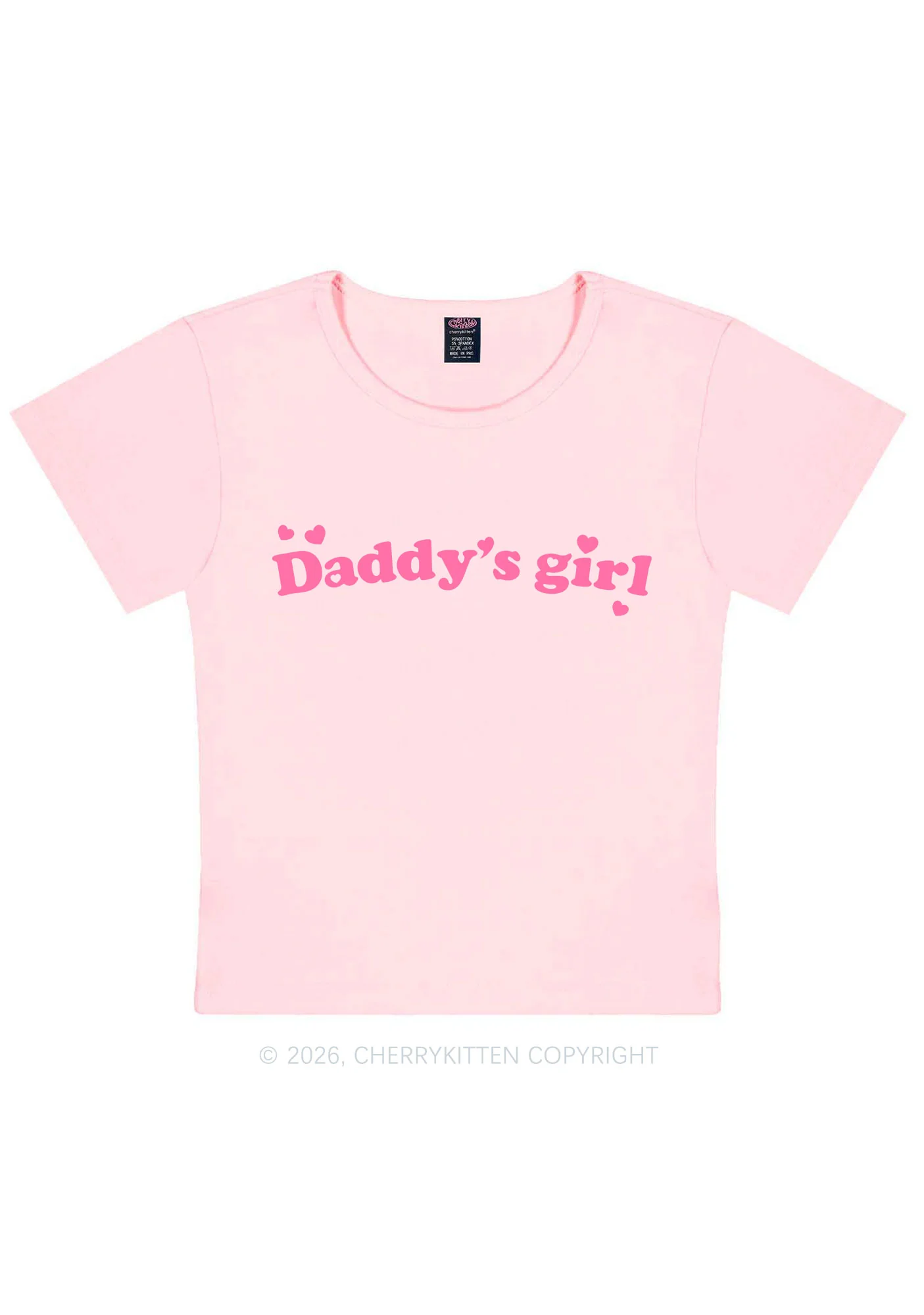 Daddys Girl Valentine's Day Y2K Baby Tee Cherrykitten - Image 7