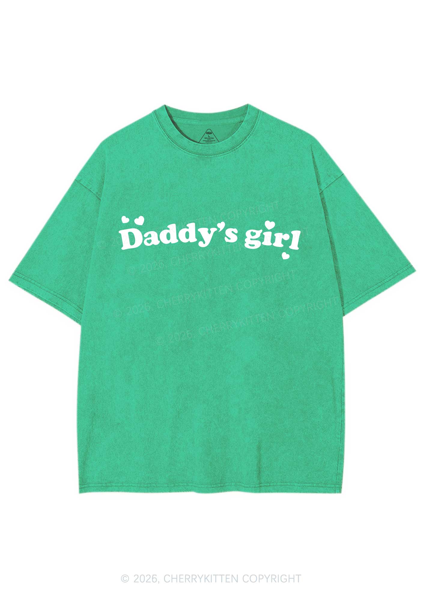 Daddys Girl Valentine's Day Y2K Shirts Washed Tee Cherrykitten - Image 6