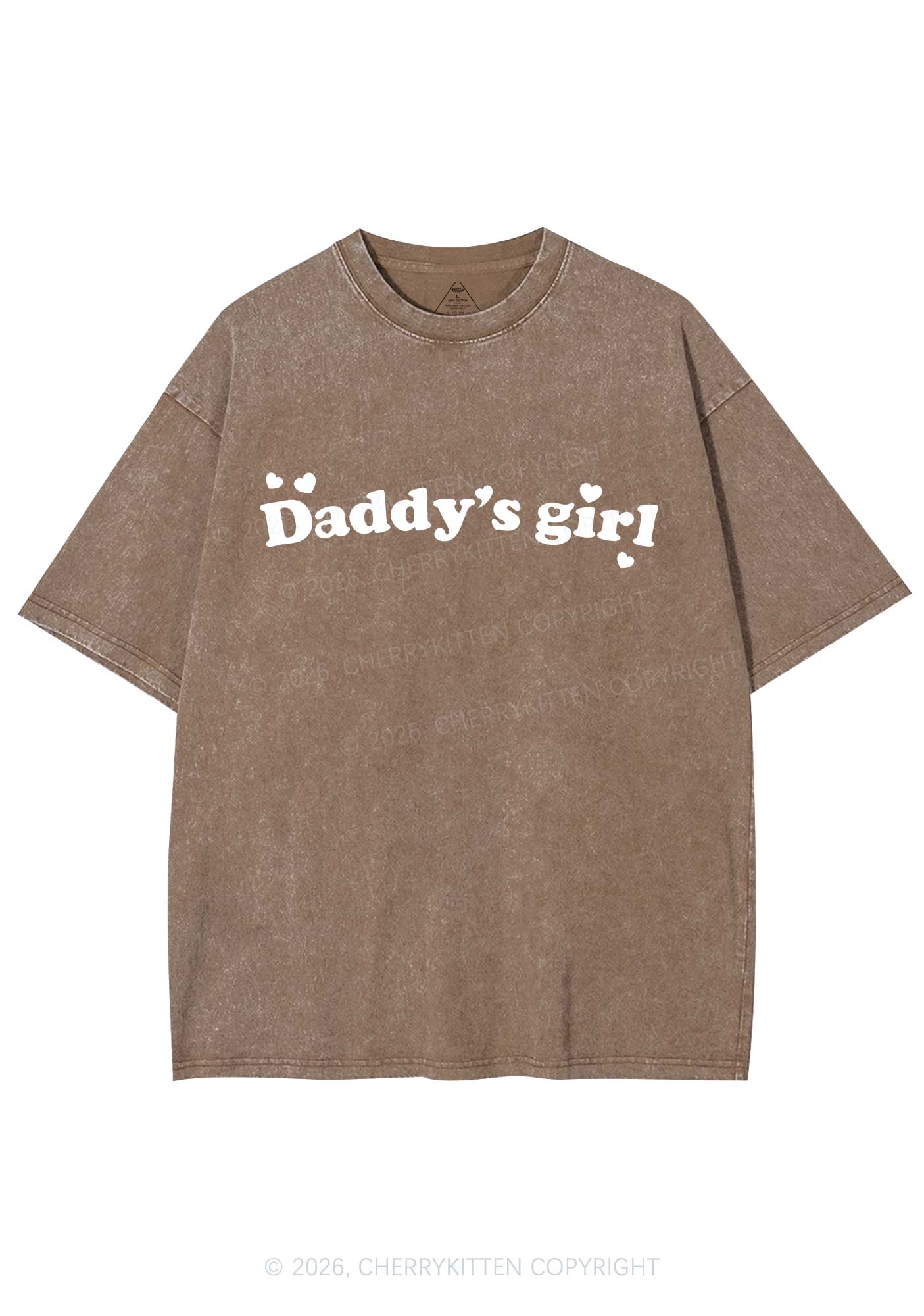 Daddys Girl Valentine's Day Y2K Shirts Washed Tee Cherrykitten - Image 7