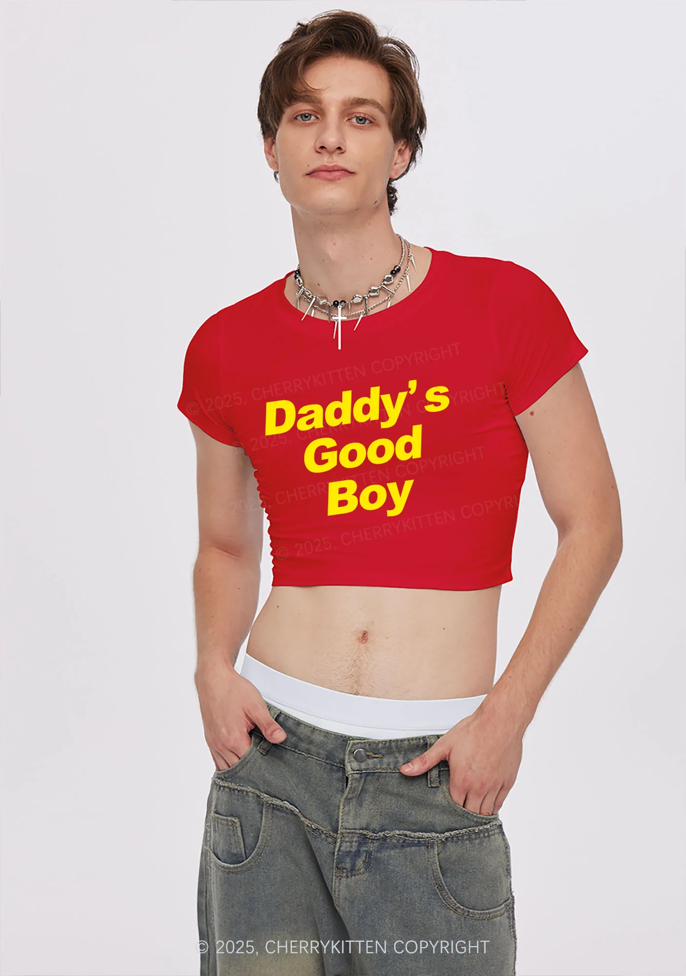 Daddys Good Boy Y2K Baby Tee Cherrykitten - Image 2