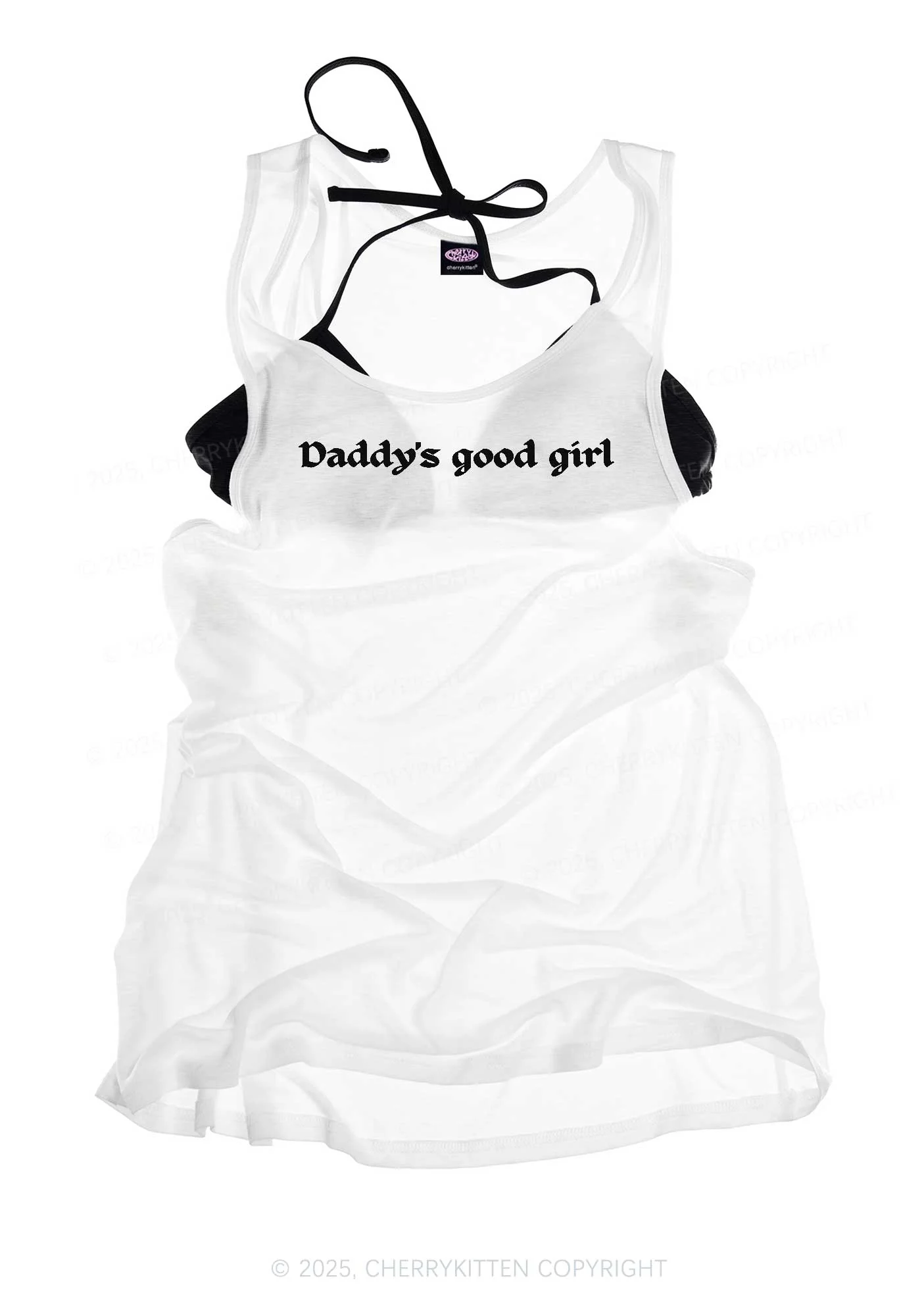 Daddys Good Girl Y2K Sheer Boyfriend Tank Cherrykitten - Image 3