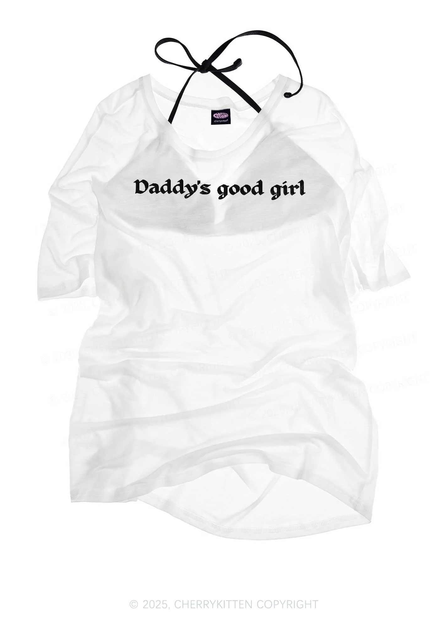 Daddys Good Girl Y2K Sheer Boyfriend Tee Cherrykitten - Image 3