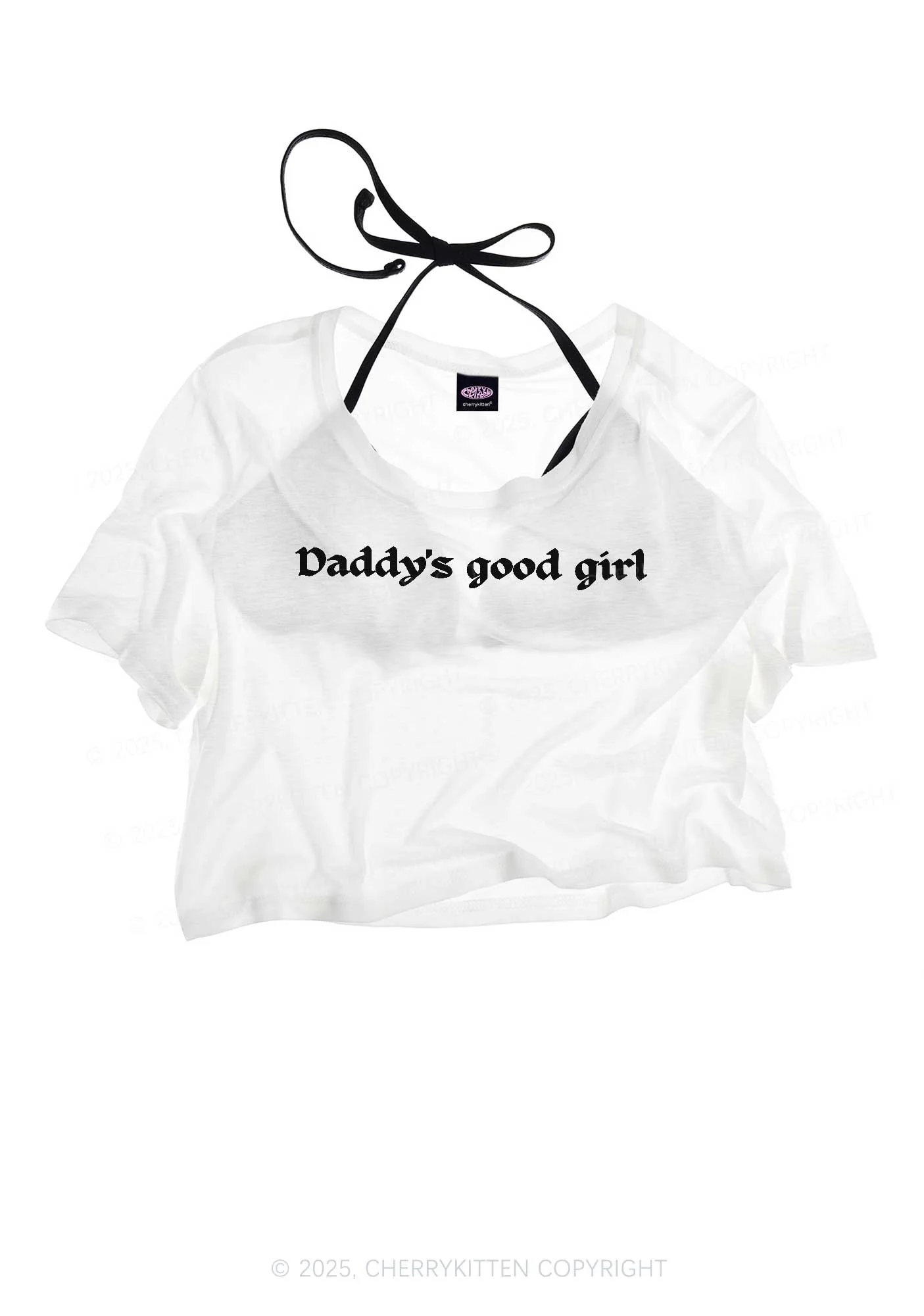 Daddys Good Girl Y2K Sheer Crop Tee Cherrykitten - Image 3