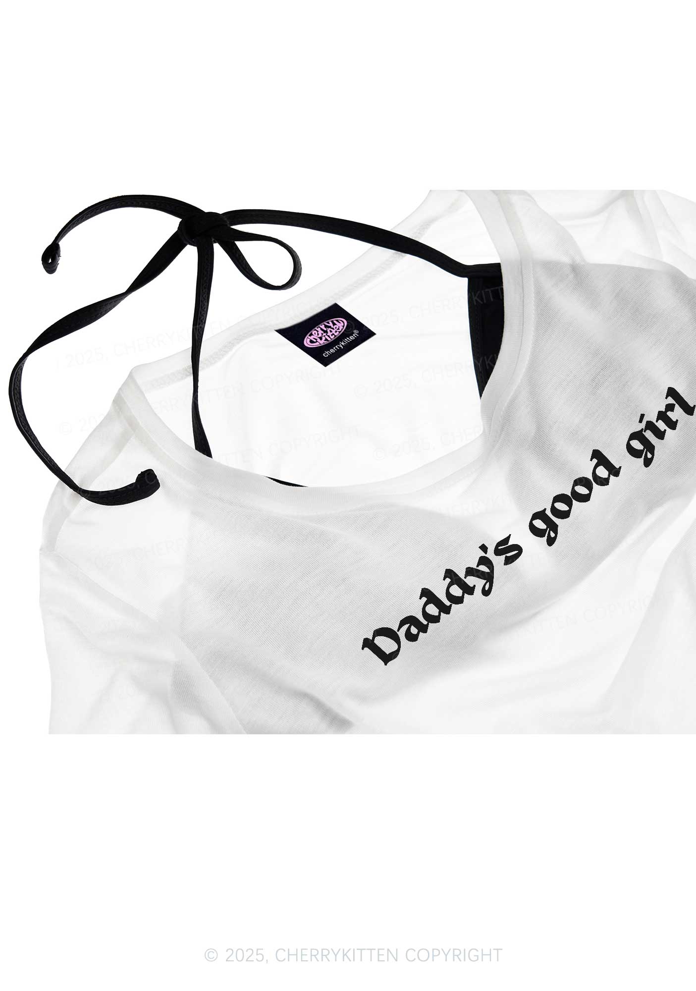 Daddys Good Girl Y2K Sheer Crop Tee Cherrykitten - Image 4