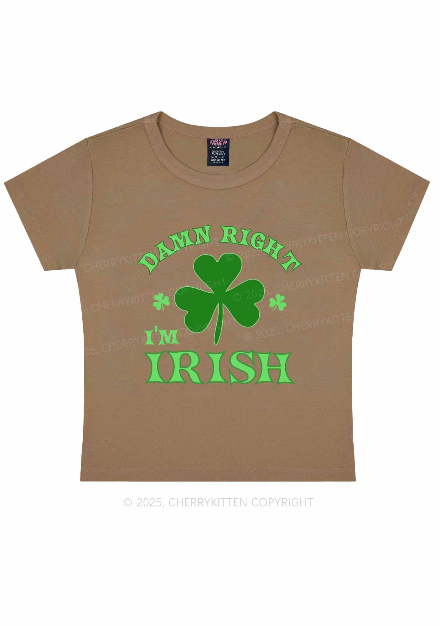 Damn Right Im Irish St Patricks Y2K Baby Tee Cherrykitten - Image 10