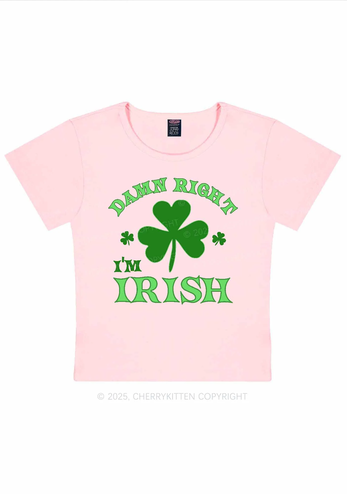 Damn Right Im Irish St Patricks Y2K Baby Tee Cherrykitten - Image 11