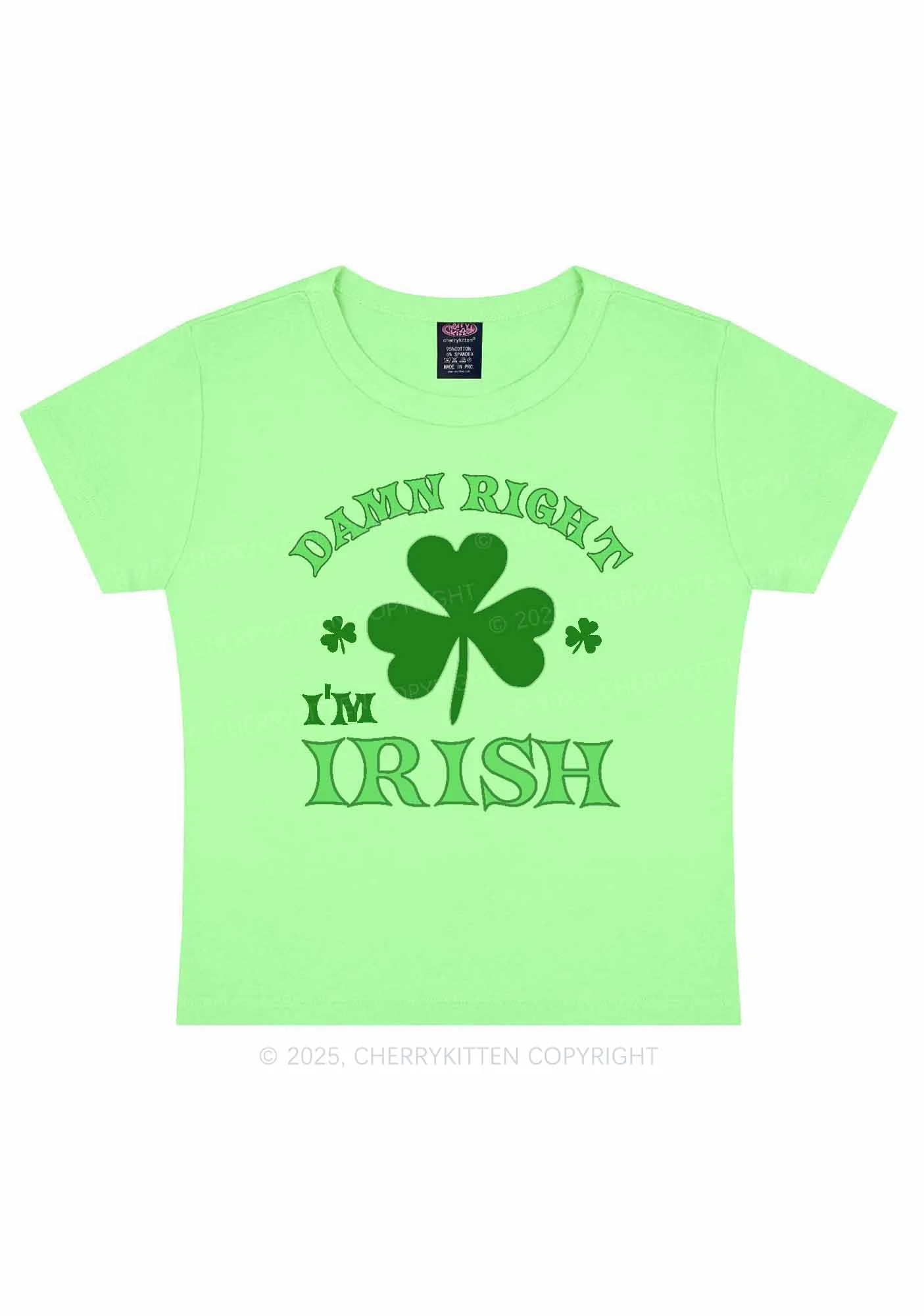 Damn Right Im Irish St Patricks Y2K Baby Tee Cherrykitten - Image 12
