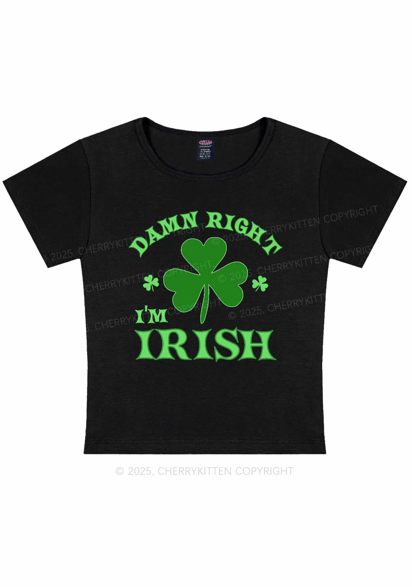 Damn Right Im Irish St Patricks Y2K Baby Tee Cherrykitten - Image 3