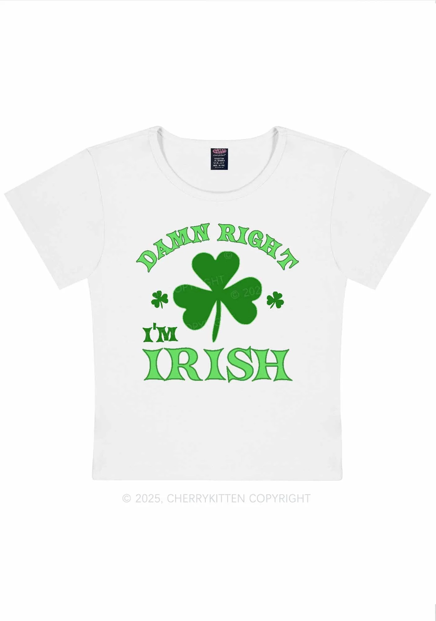 Damn Right Im Irish St Patricks Y2K Baby Tee Cherrykitten - Image 4