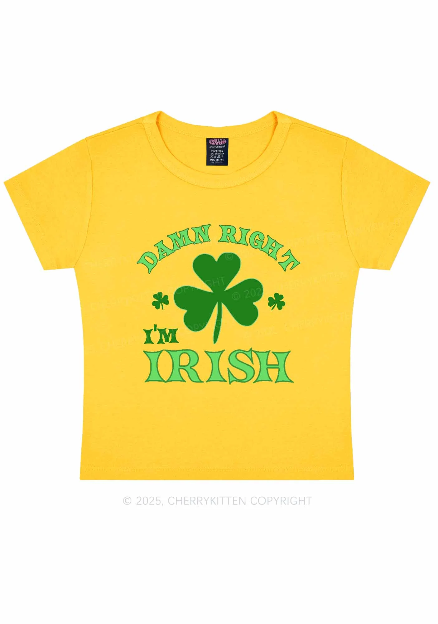 Damn Right Im Irish St Patricks Y2K Baby Tee Cherrykitten - Image 5