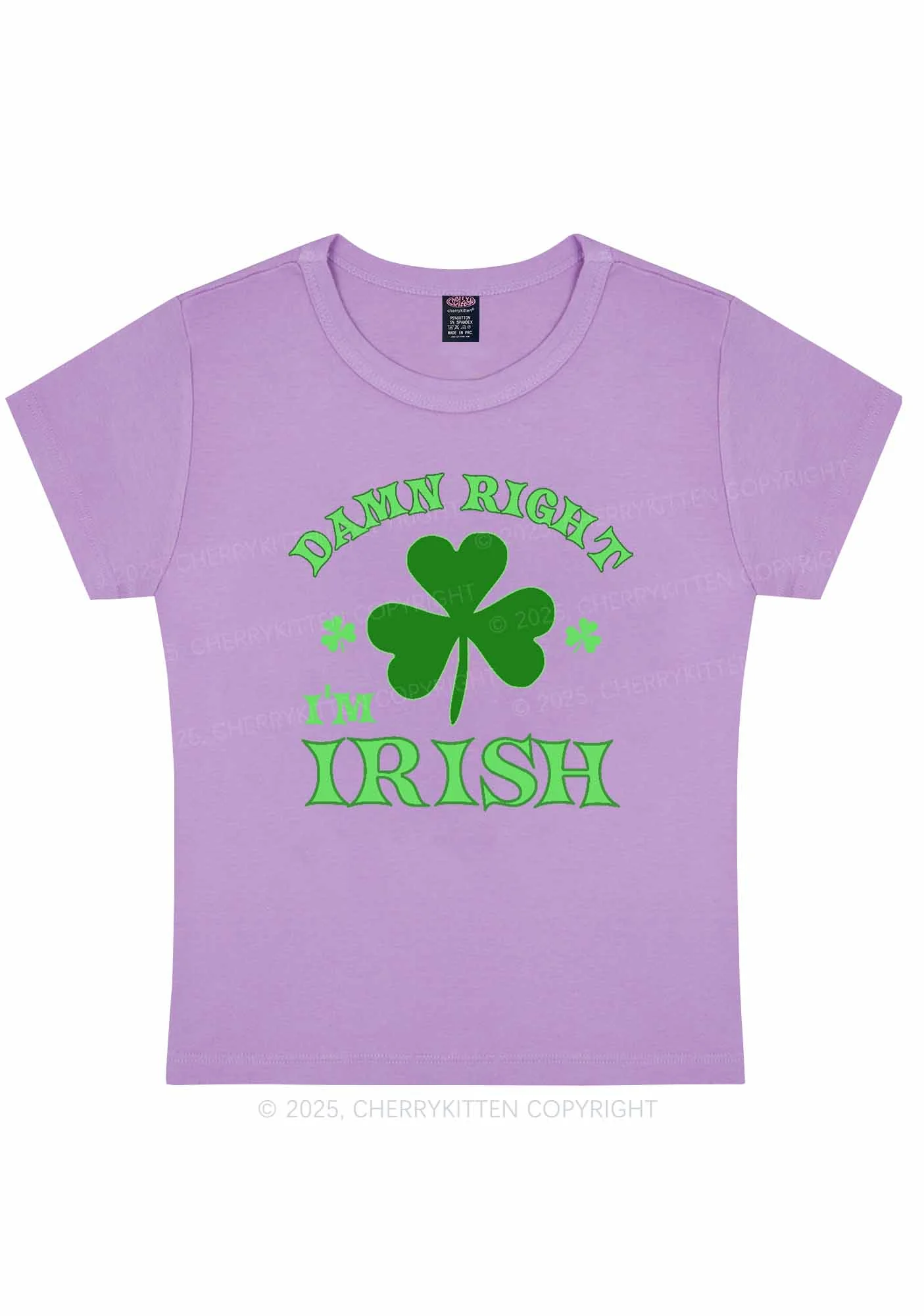 Damn Right Im Irish St Patricks Y2K Baby Tee Cherrykitten - Image 6