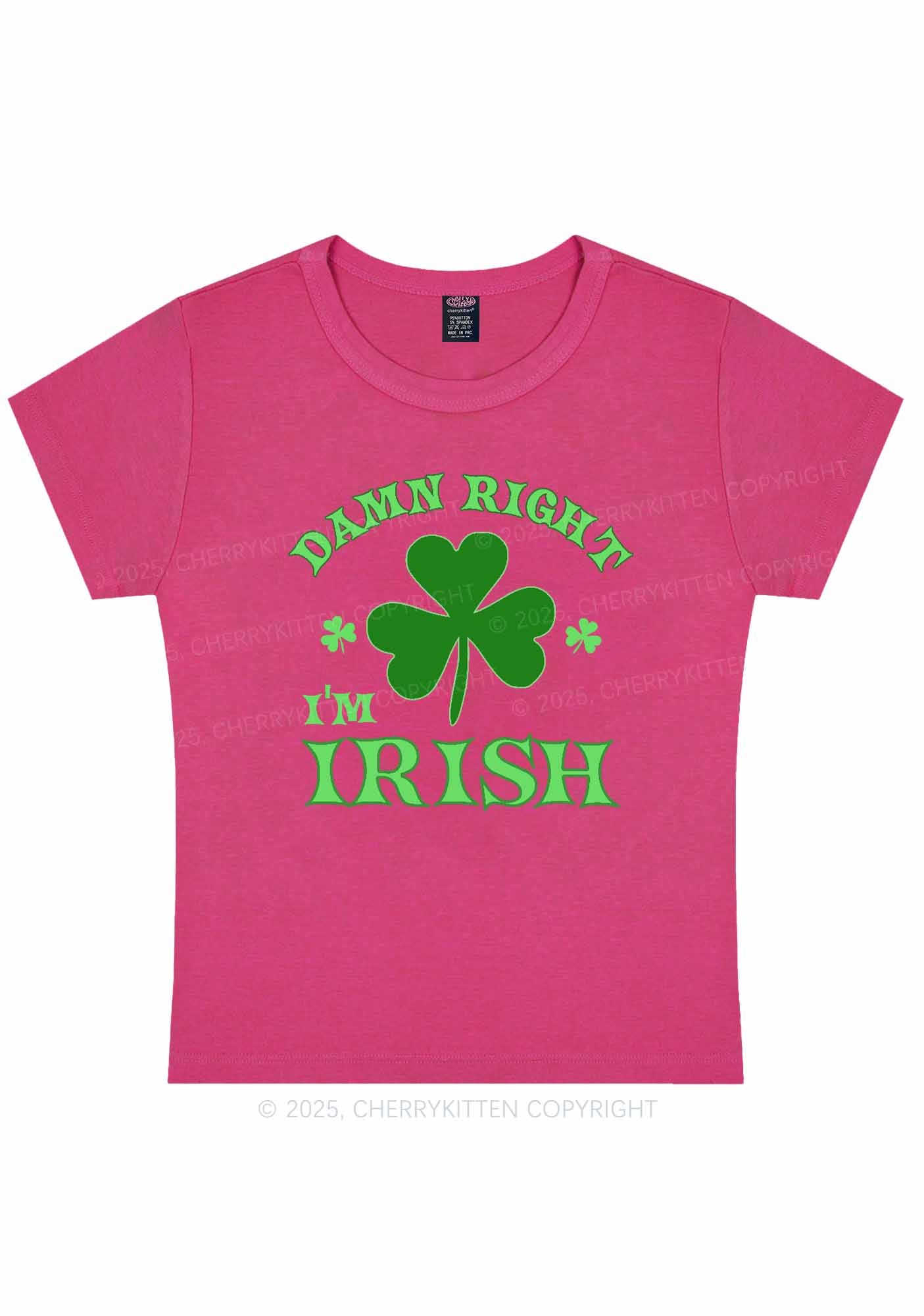 Damn Right Im Irish St Patricks Y2K Baby Tee Cherrykitten - Image 7