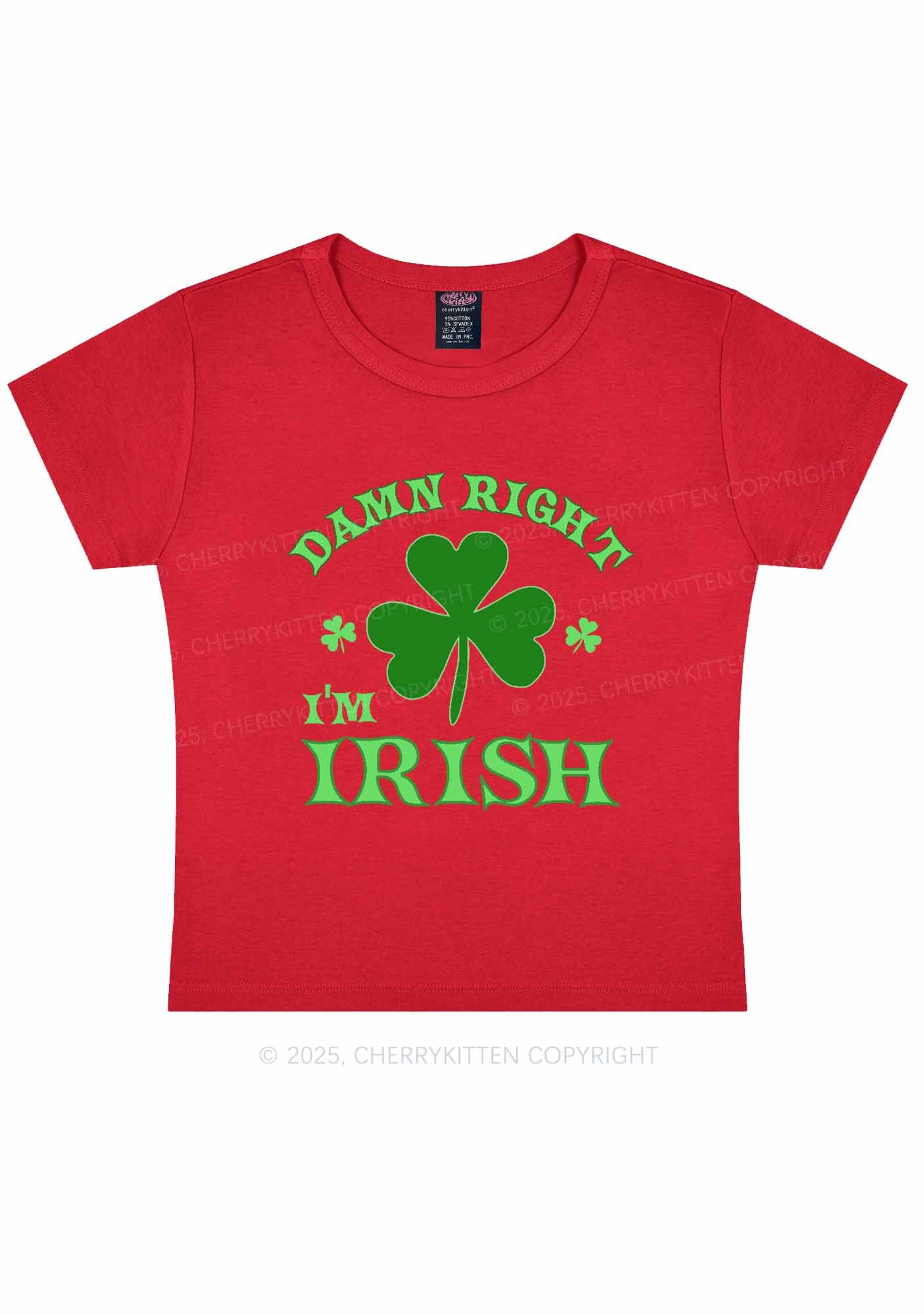 Damn Right Im Irish St Patricks Y2K Baby Tee Cherrykitten - Image 8