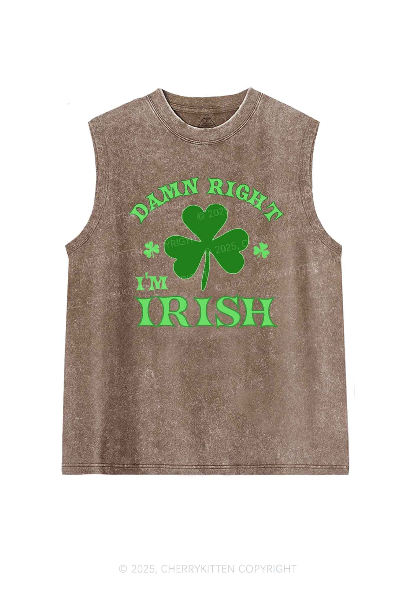 Damn Right Im Irish St Patricks Y2K Washed Tank Cherrykitten - Image 6