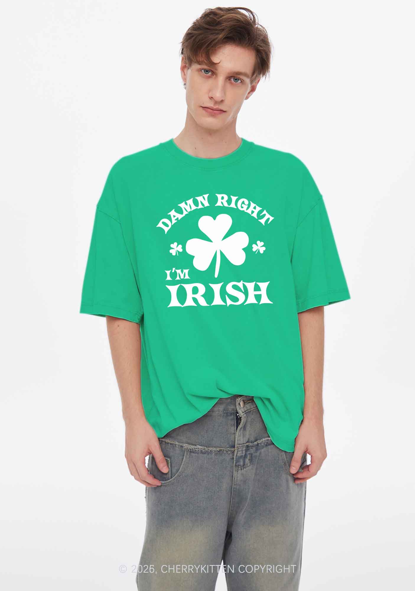 Damn Right Im Irish St Patricks Y2K Washed Tee Cherrykitten - Image 2
