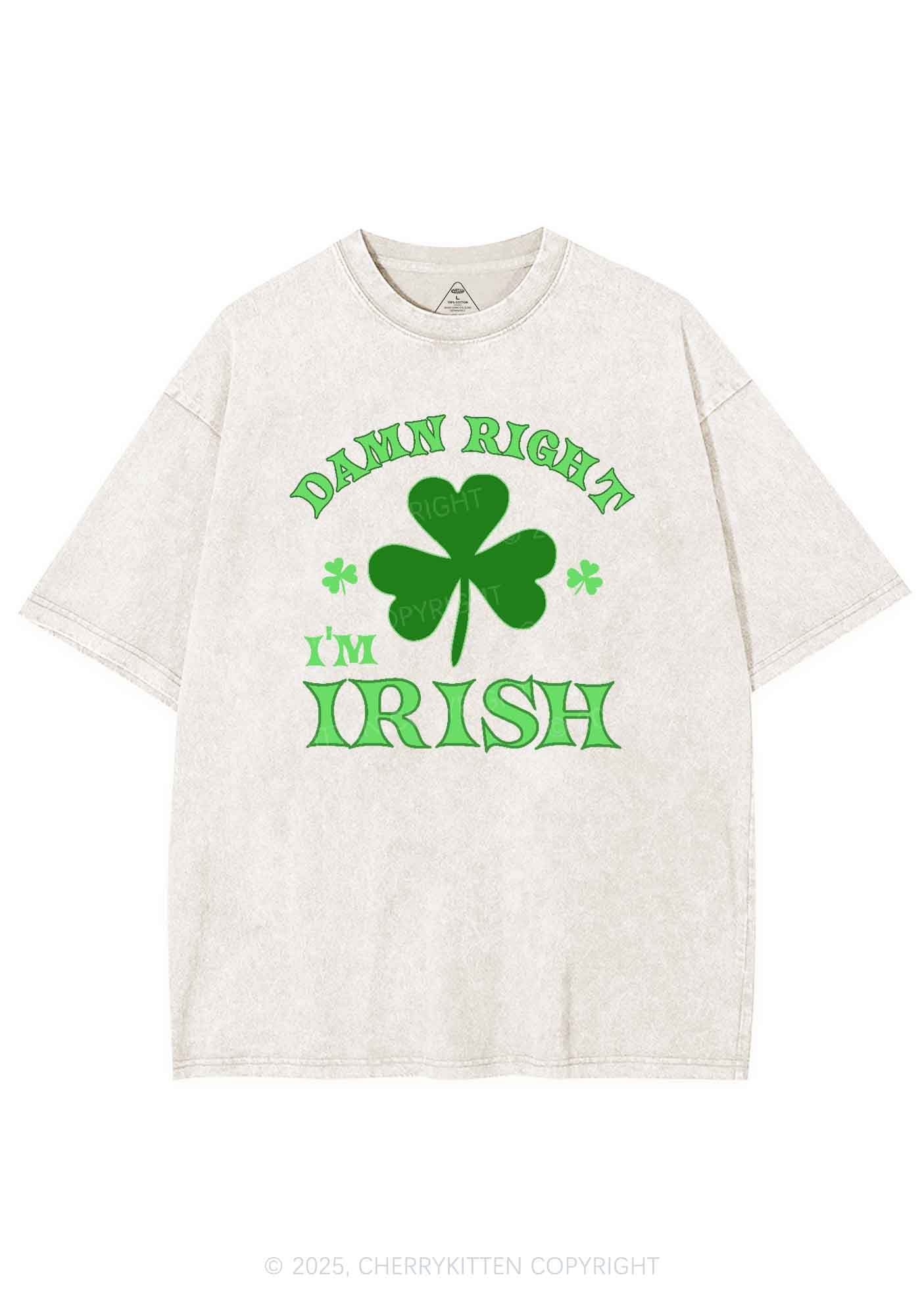 Damn Right Im Irish St Patricks Y2K Washed Tee Cherrykitten - Image 4
