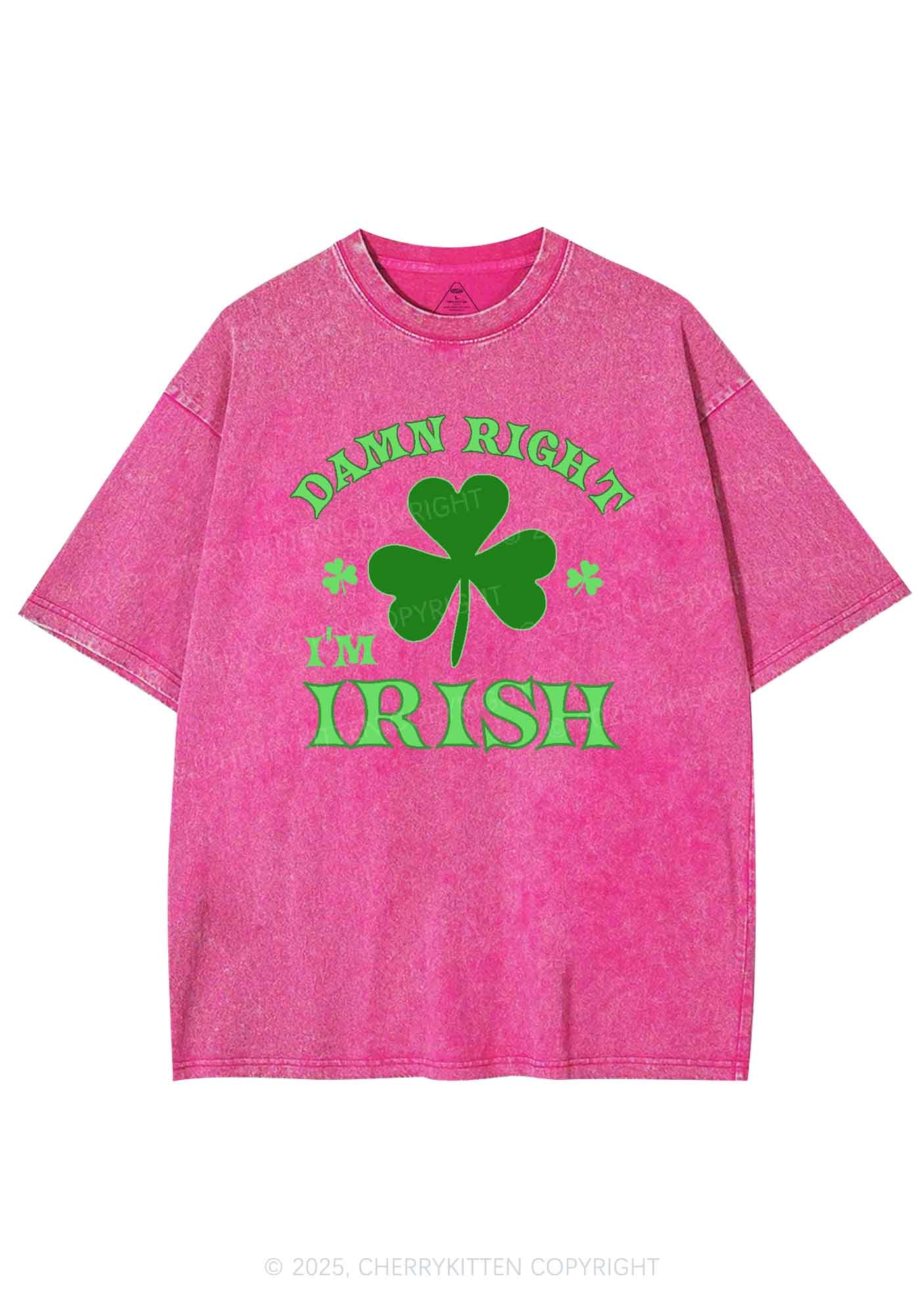 Damn Right Im Irish St Patricks Y2K Washed Tee Cherrykitten - Image 6
