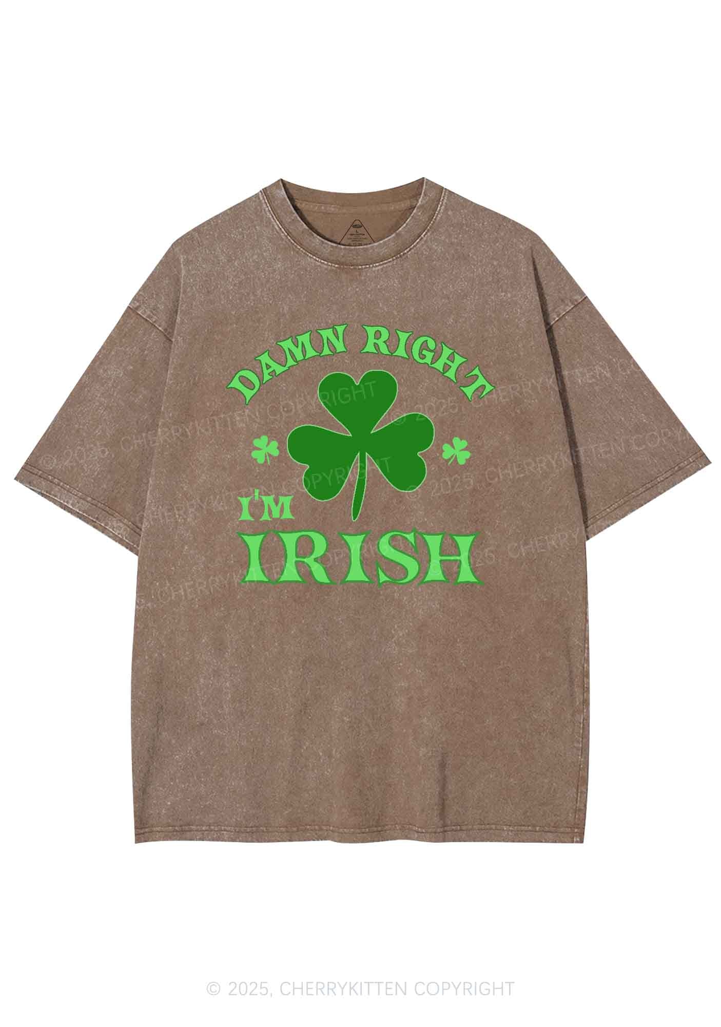 Damn Right Im Irish St Patricks Y2K Washed Tee Cherrykitten - Image 9
